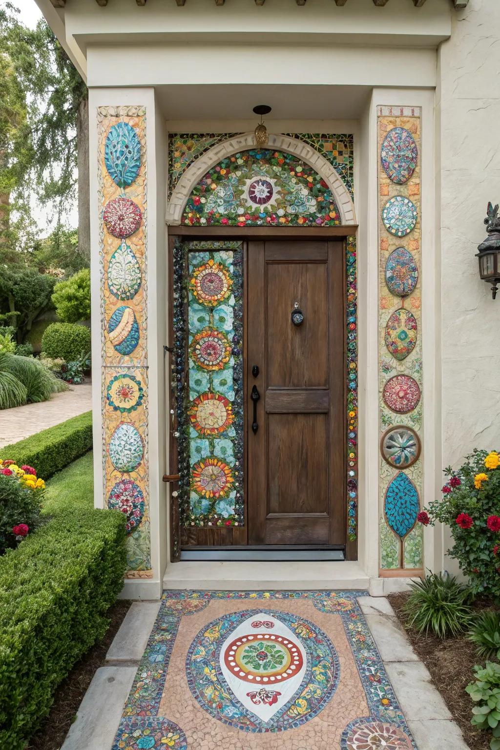 Eggshel mosaic art presents a singular and chromatic Easter embellishment.