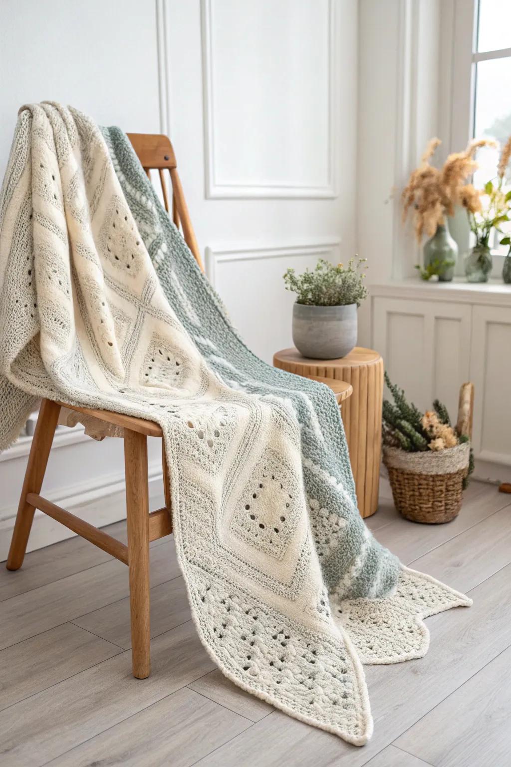 Embrace the splendor of simplicity using this monochrome crochet masterpiece, ideal for adding a subtle hint of elegance to your contemporary décor.