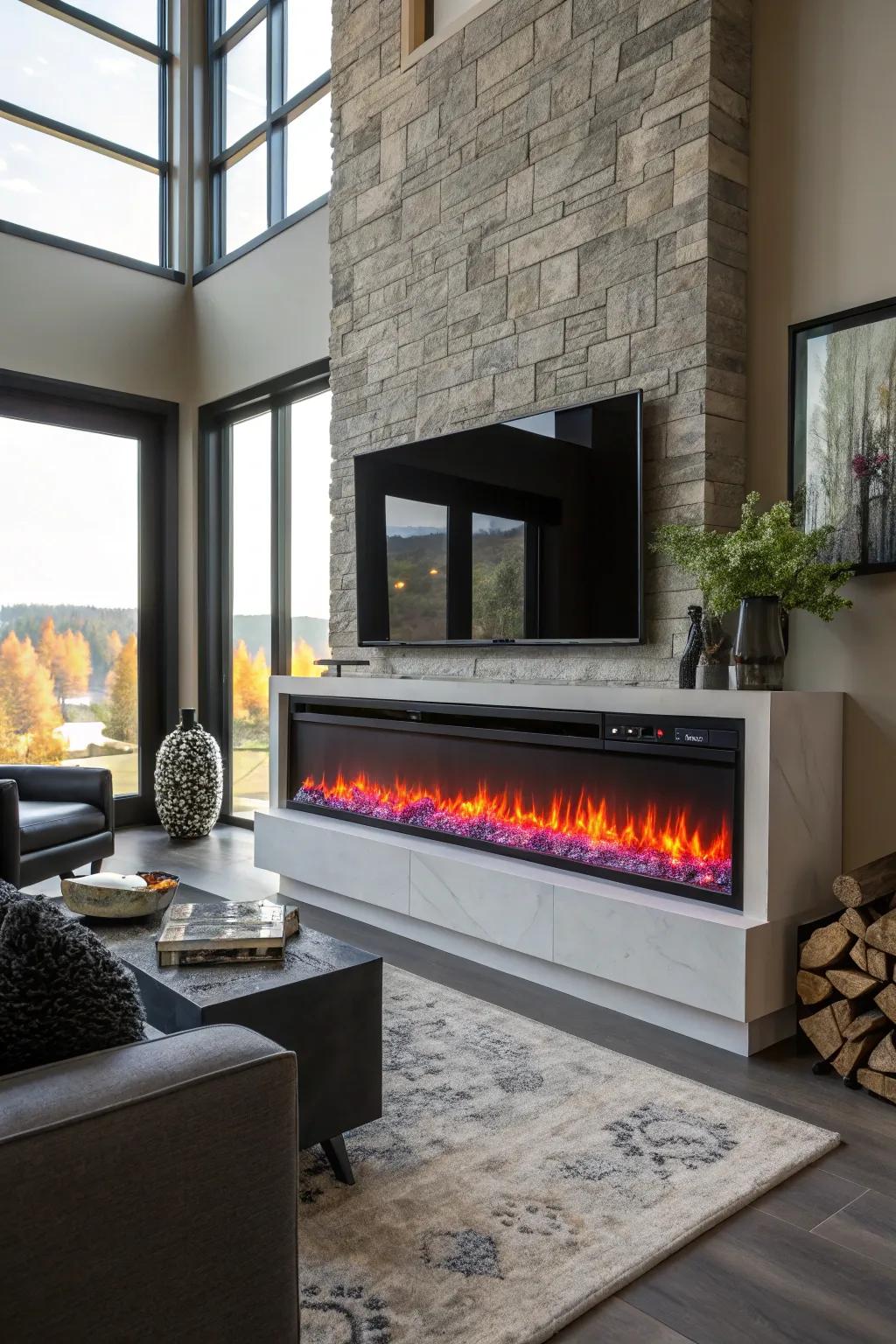Vibrant flames add a playful ambiance.
