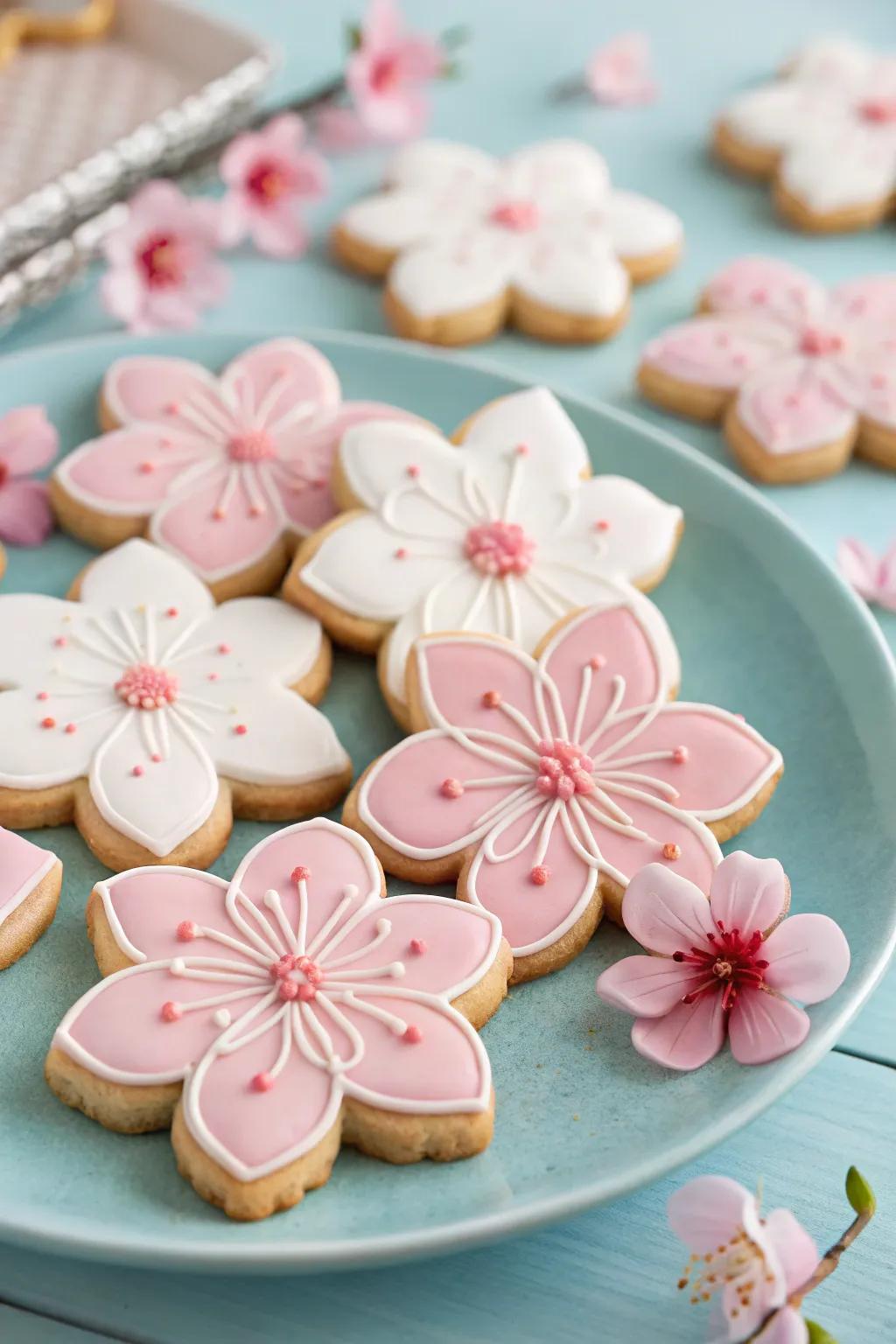 Delicate cherry blossom cookies to commemorate spring.