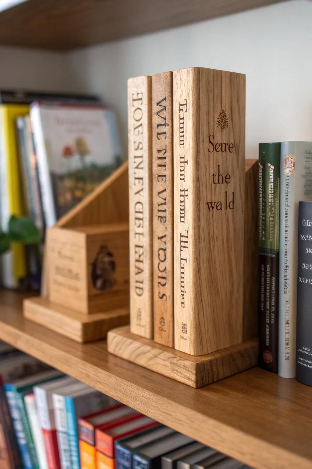 Etched literary supports mix functionality with literary sophistication.