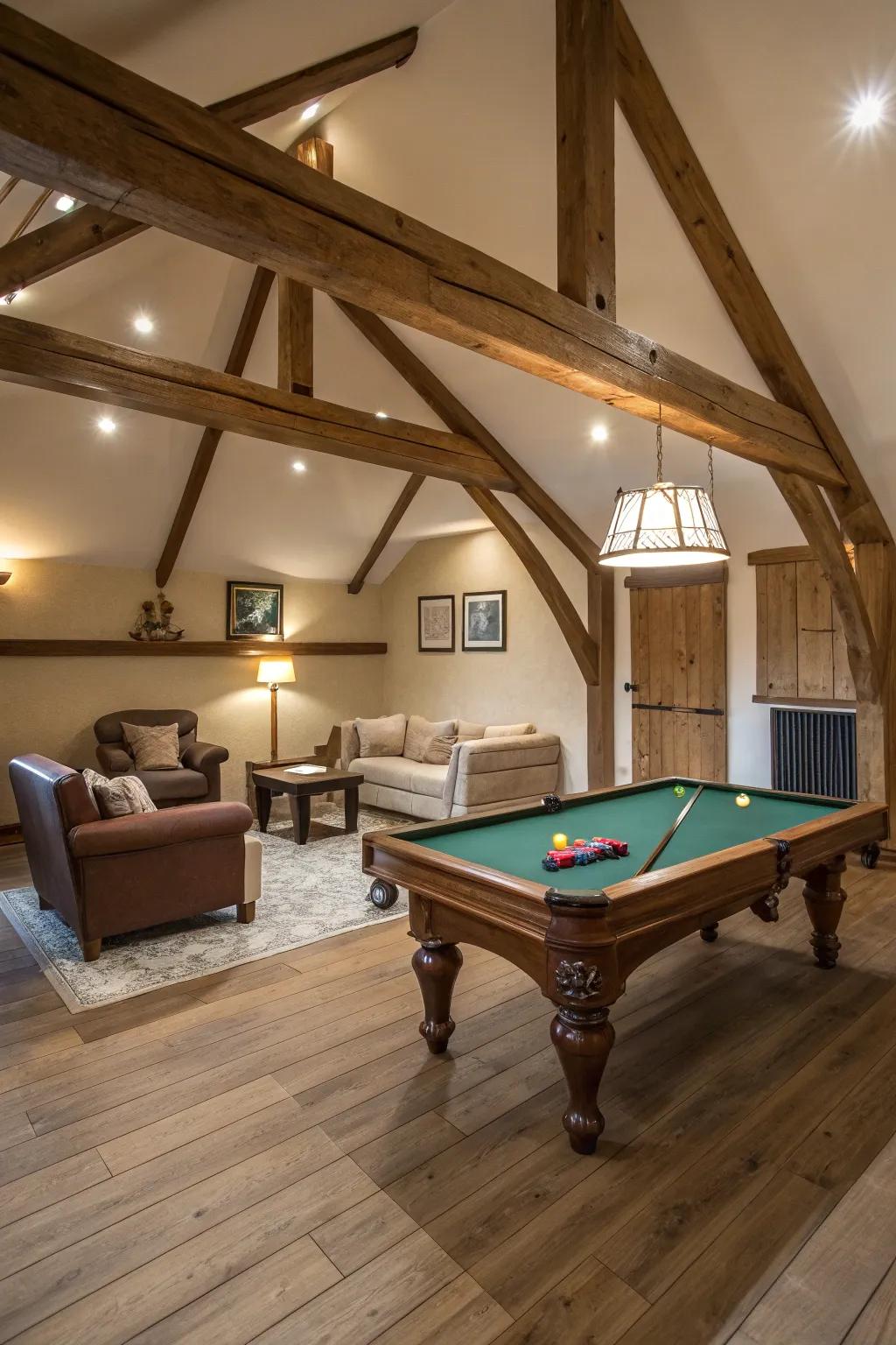 Turn your attic into a stylish billiards room, ideal for relaxing and playing.