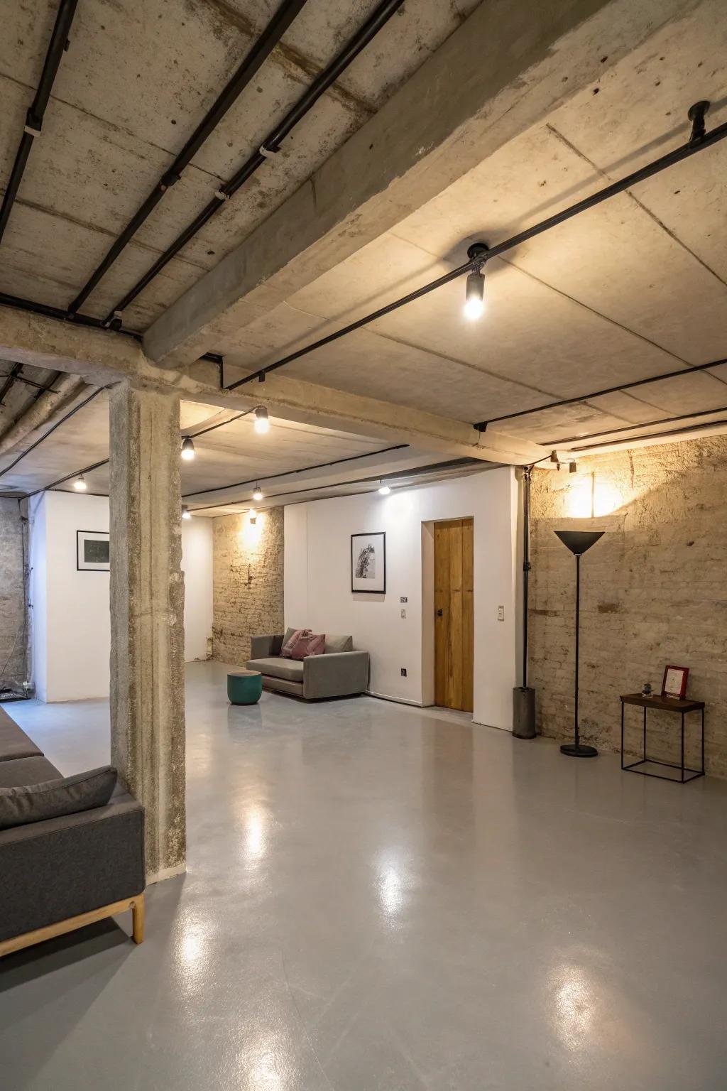 A simple design lets the architectural beauty of an exposed ceiling take center stage.