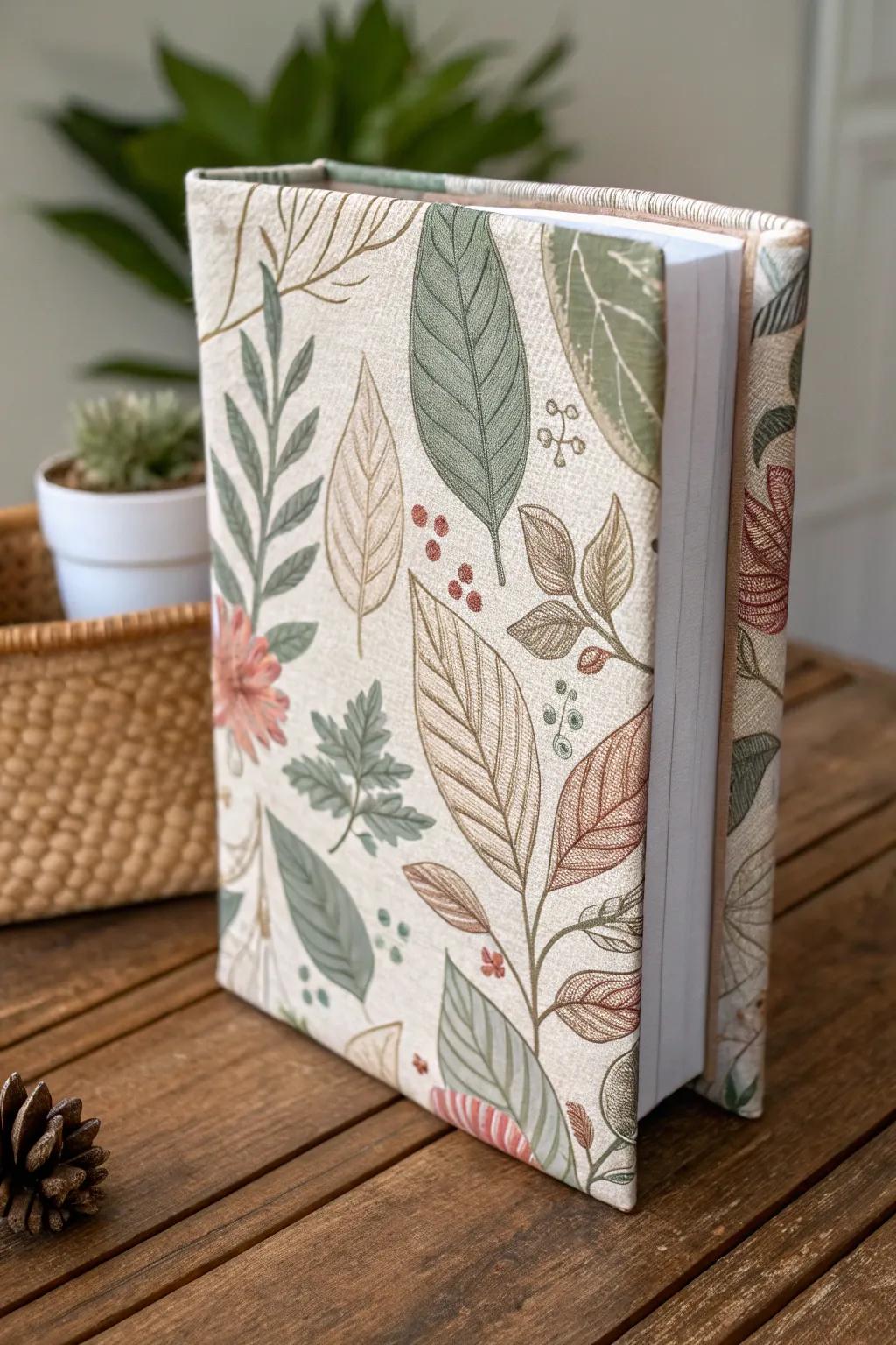 Celebrate nature's artistry with a fabric book cover that brings the outdoors in.