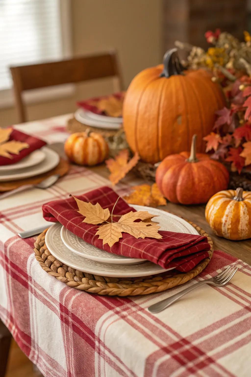 Checkered patterns add a classic and comfortable feel to fall decor.