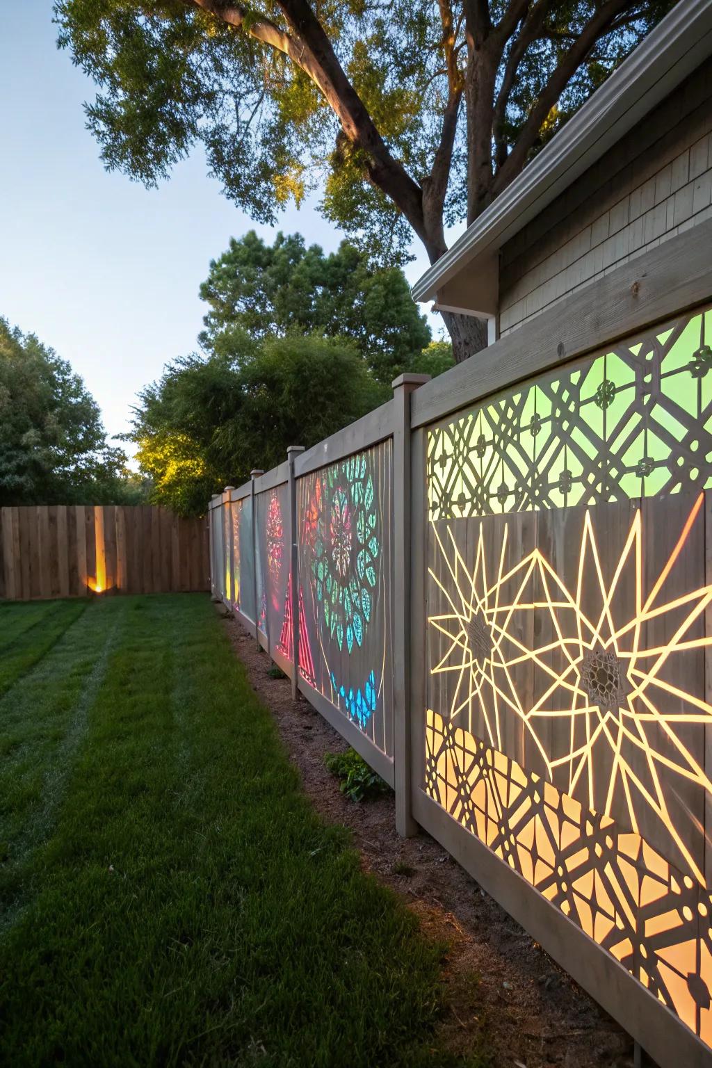 Geometric designs add an artistic flair to your fence lighting.
