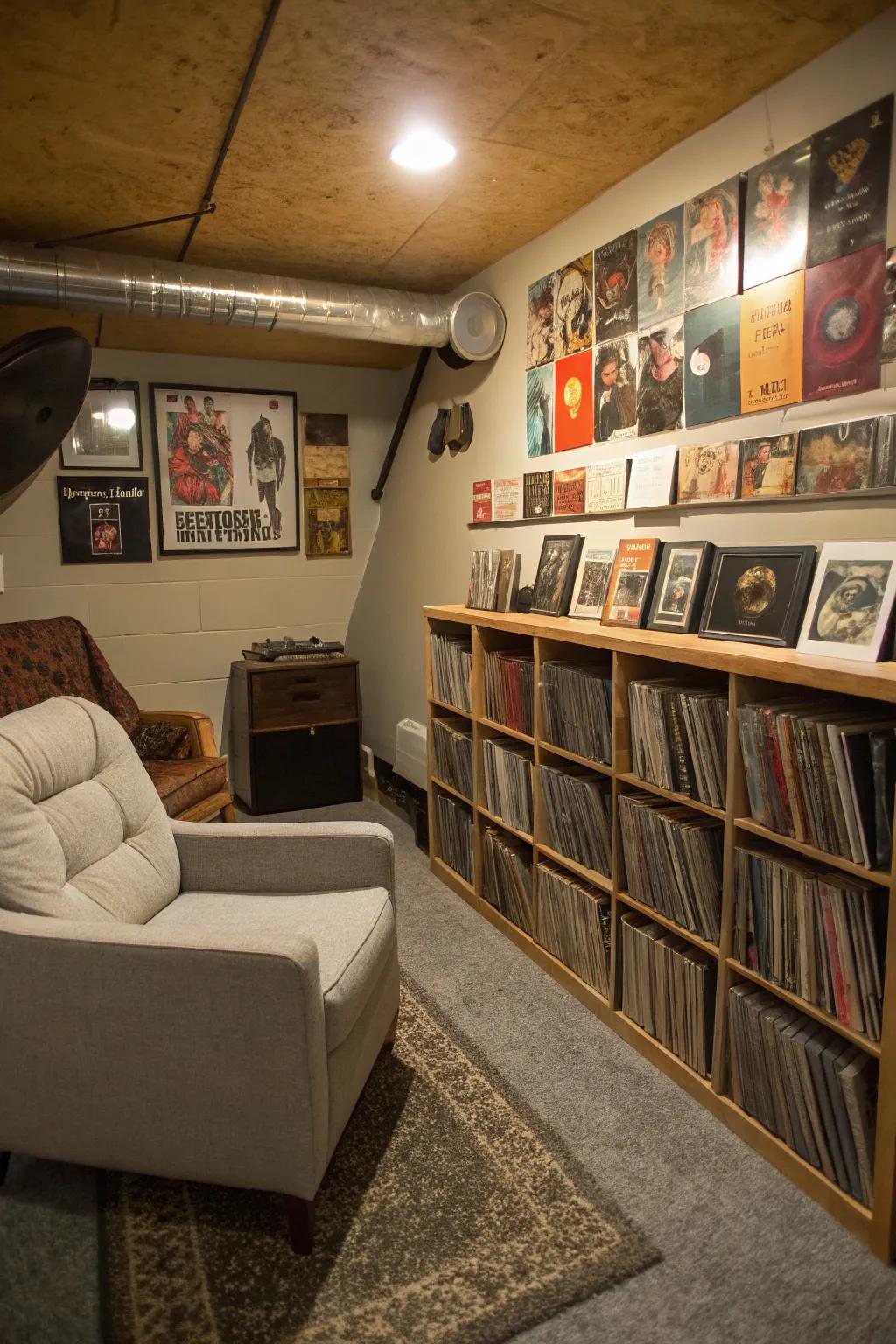 Immerse yourself in music with a dedicated vinyl display area.