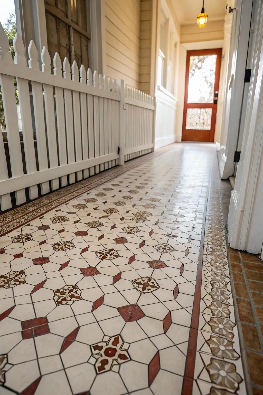 Picket fence tiles add an unexpected twist to floor patterns.