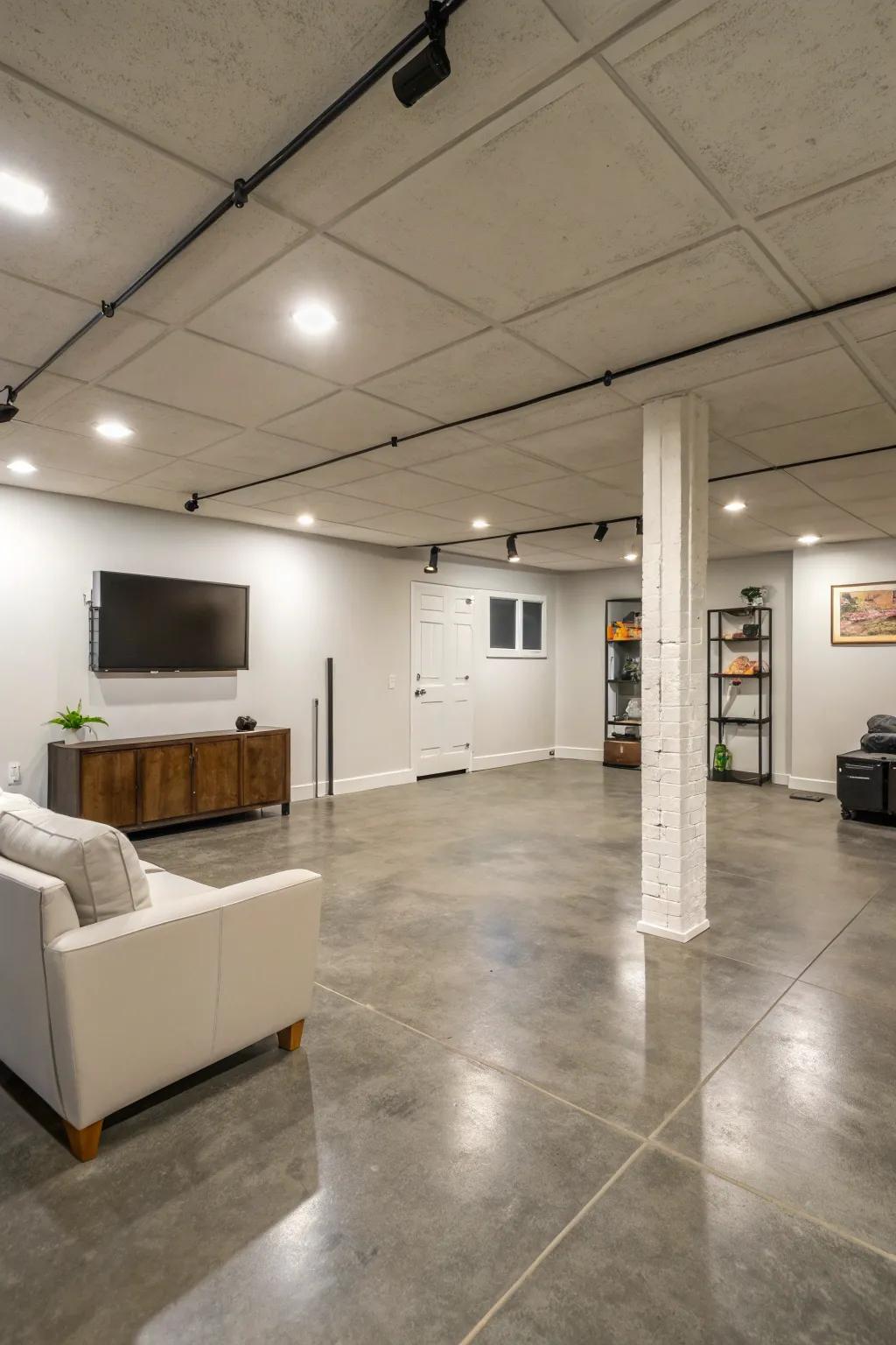 Smooth concrete coverings offer a clean and modern design.