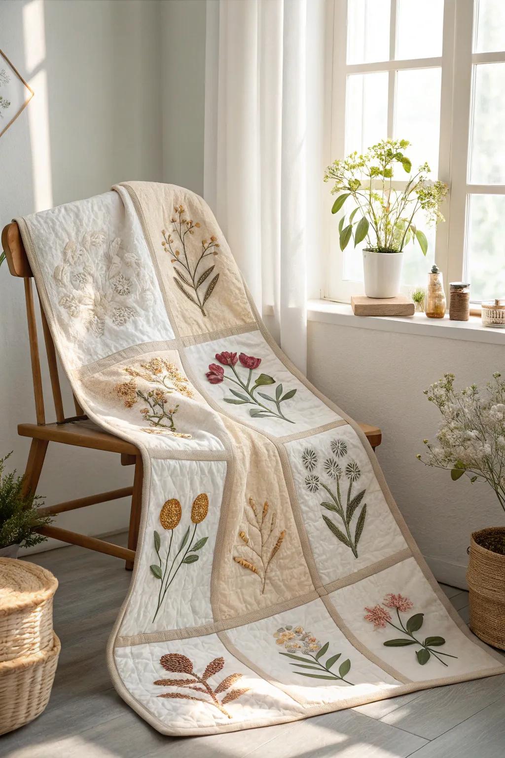 Embrace the elegance of nature with these stunning vegetation block quilt designs.