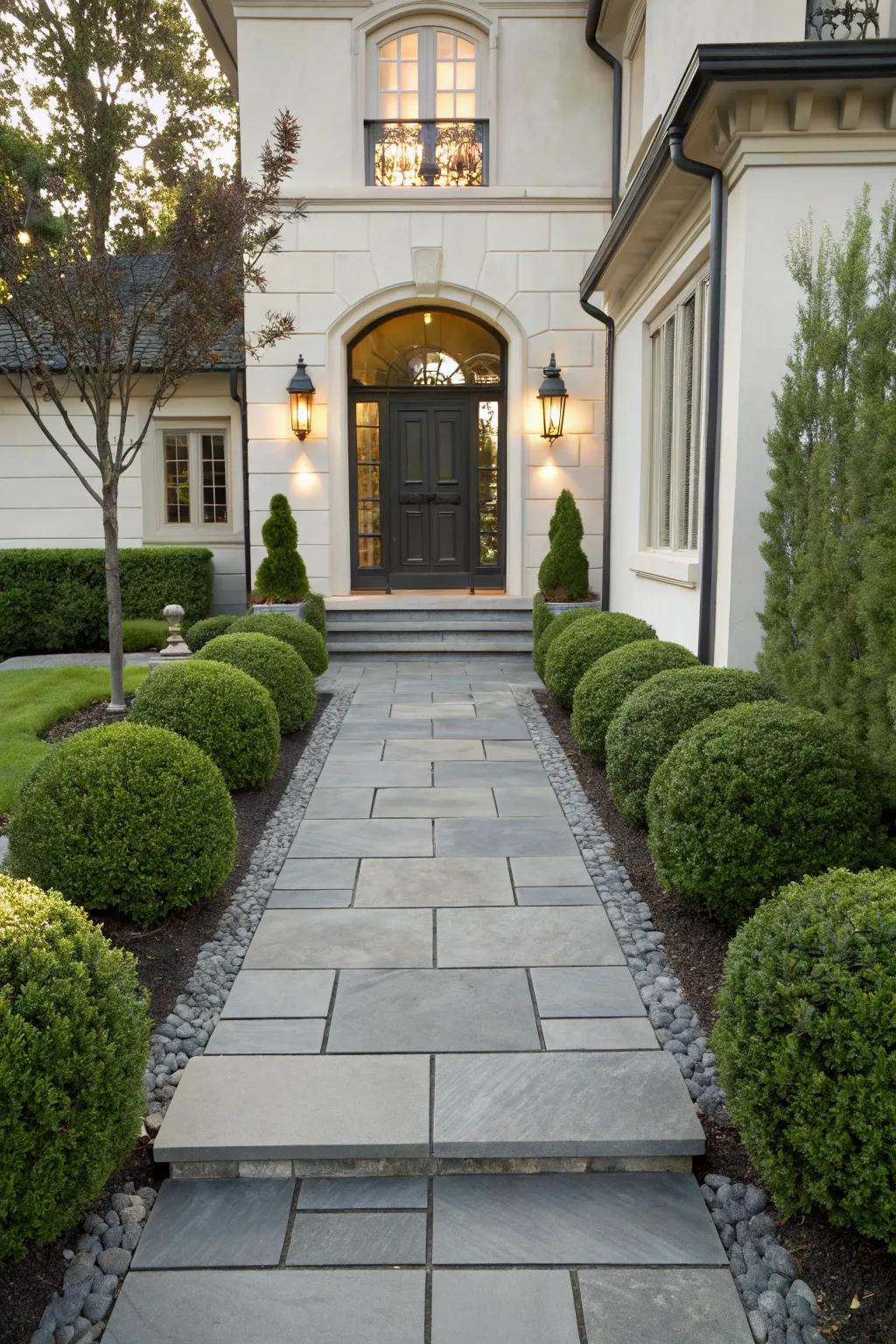 Refined shingle rock pavers for a contemporary touch.