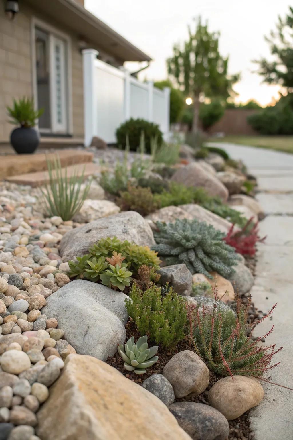 Rock gardens bring a natural, easy-care appeal.