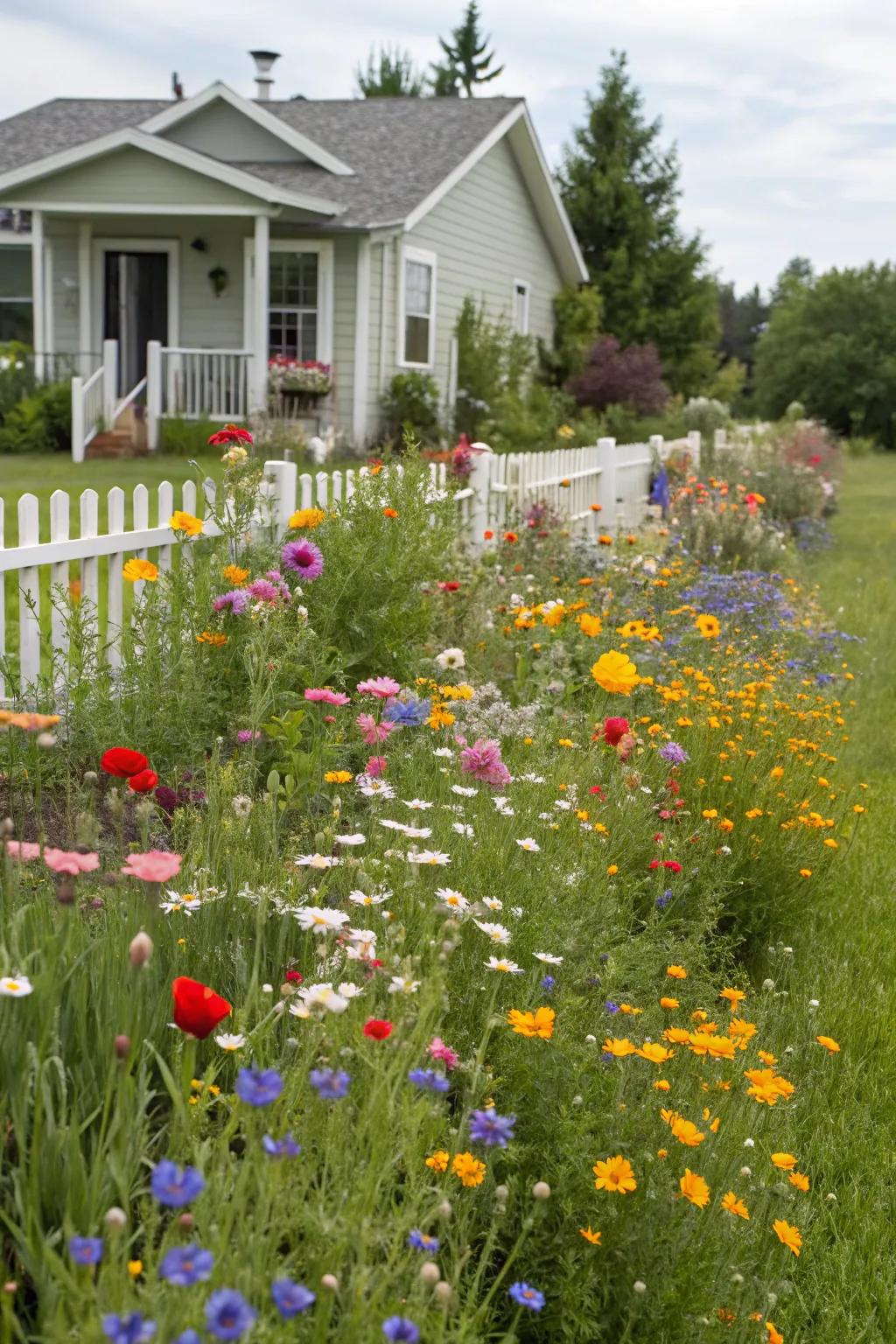 A colourful wildflower meadow adding a sense of whimsy.
