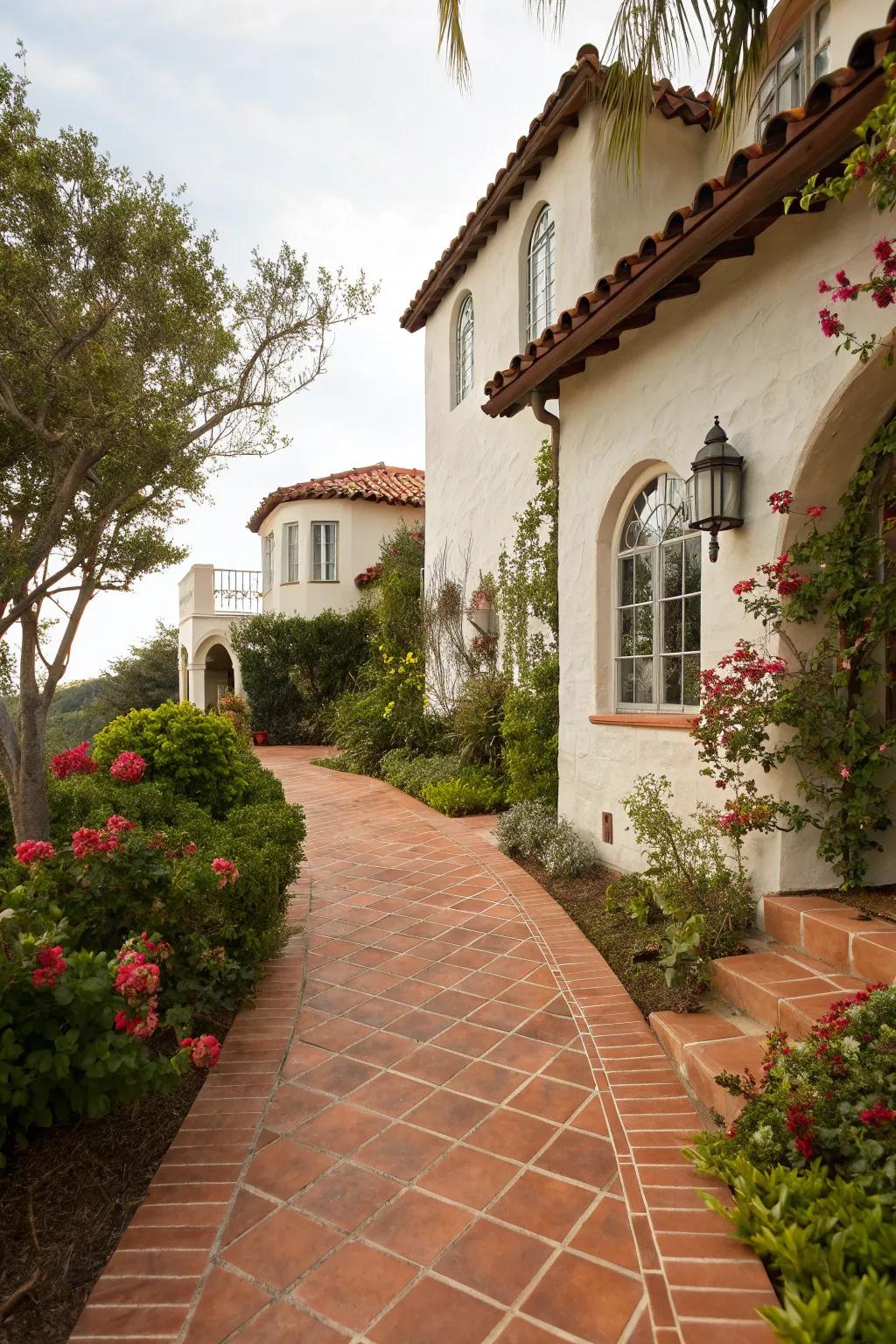 Clay blocks infuse your walkway with Mediterranean warmth.