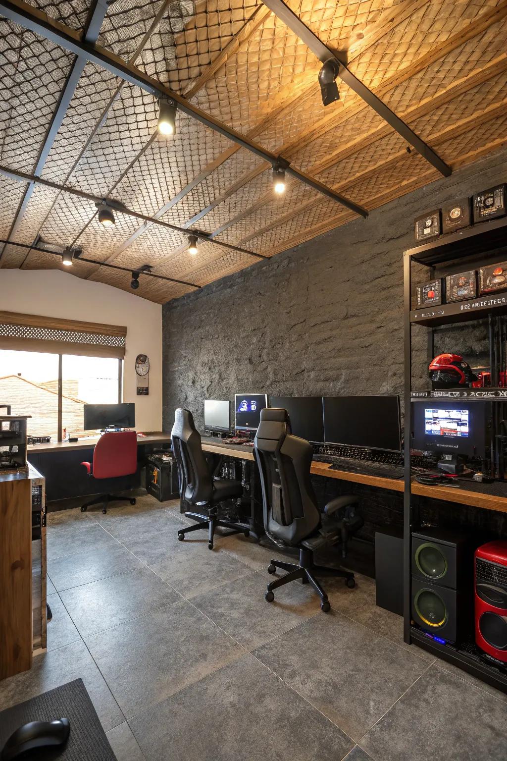 Textured ceilings add unique depth and character.