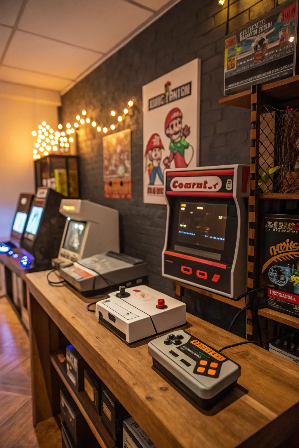 Retro gaming corners add nostalgia to your setup.