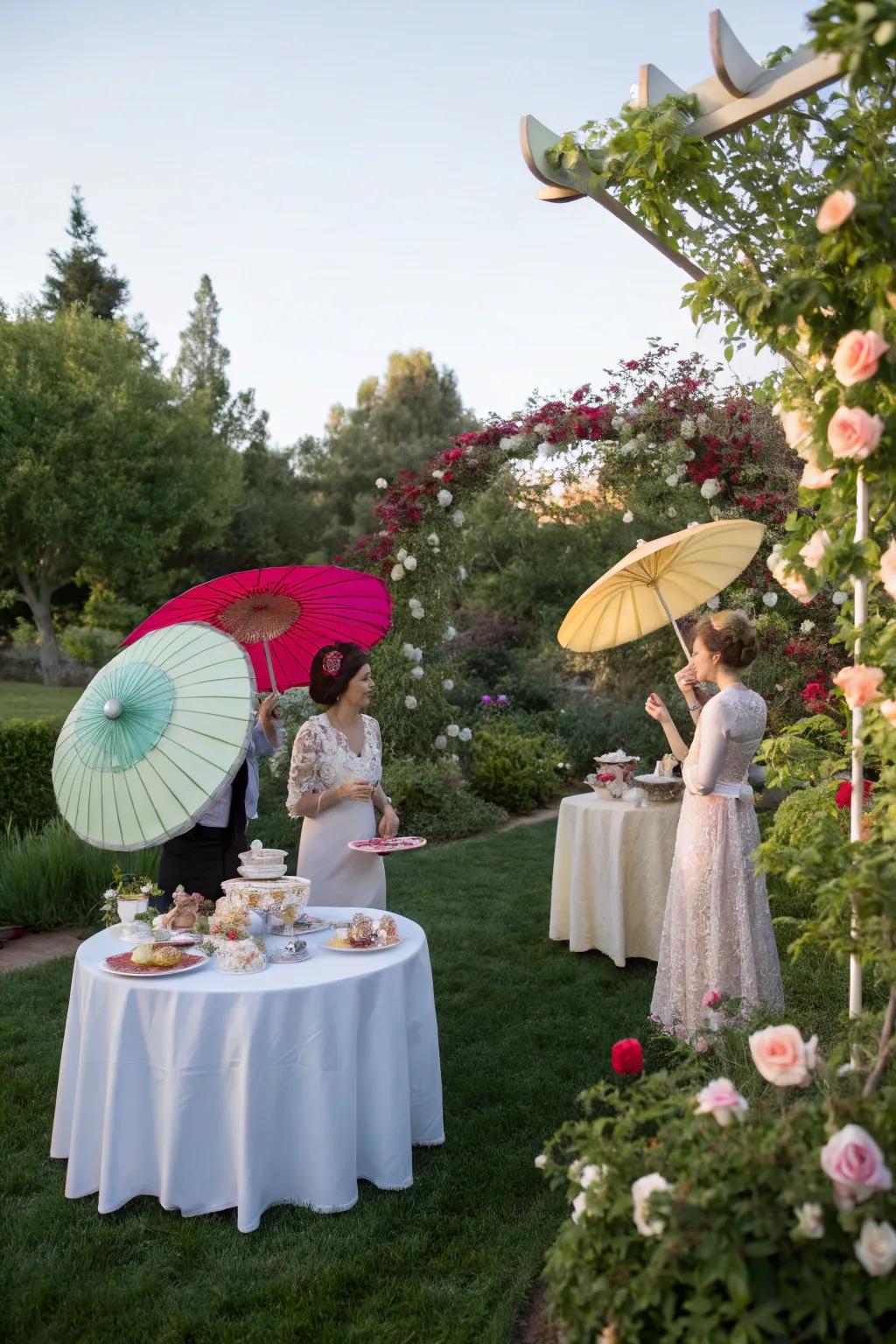 Sunshades add both shade and a playful nuance to the garden.