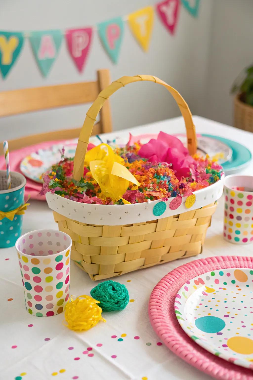A playful and colorful gift basket that's certain to please.