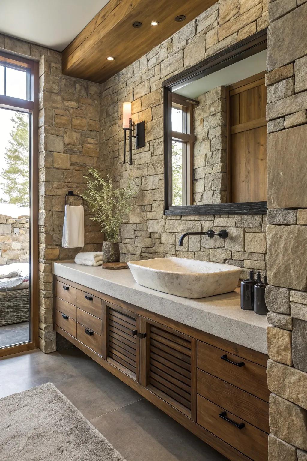 Layered fabrics add depth and richness to the gothic bathroom.