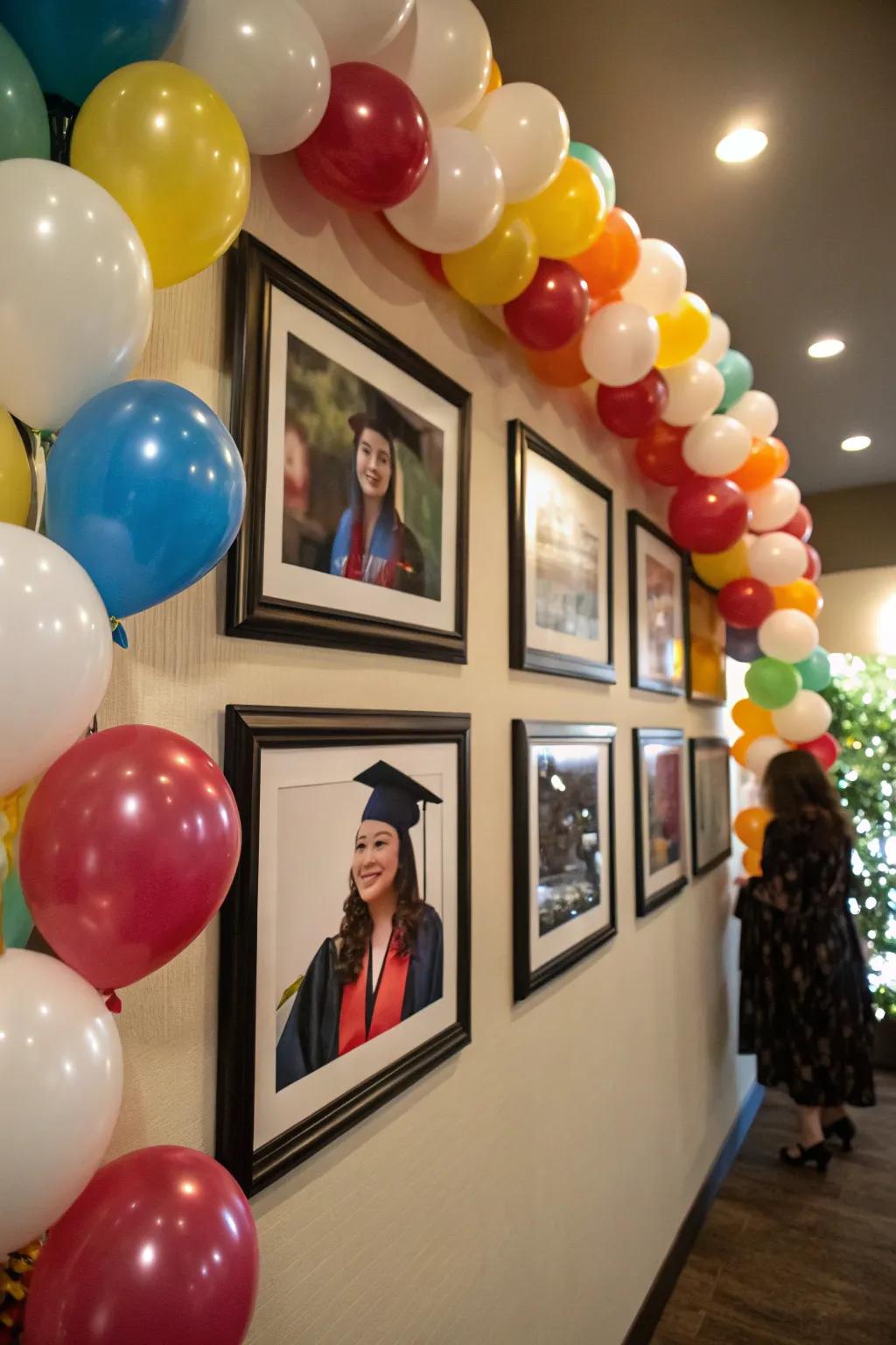 A heartfelt balloon display presenting memories and achievements.