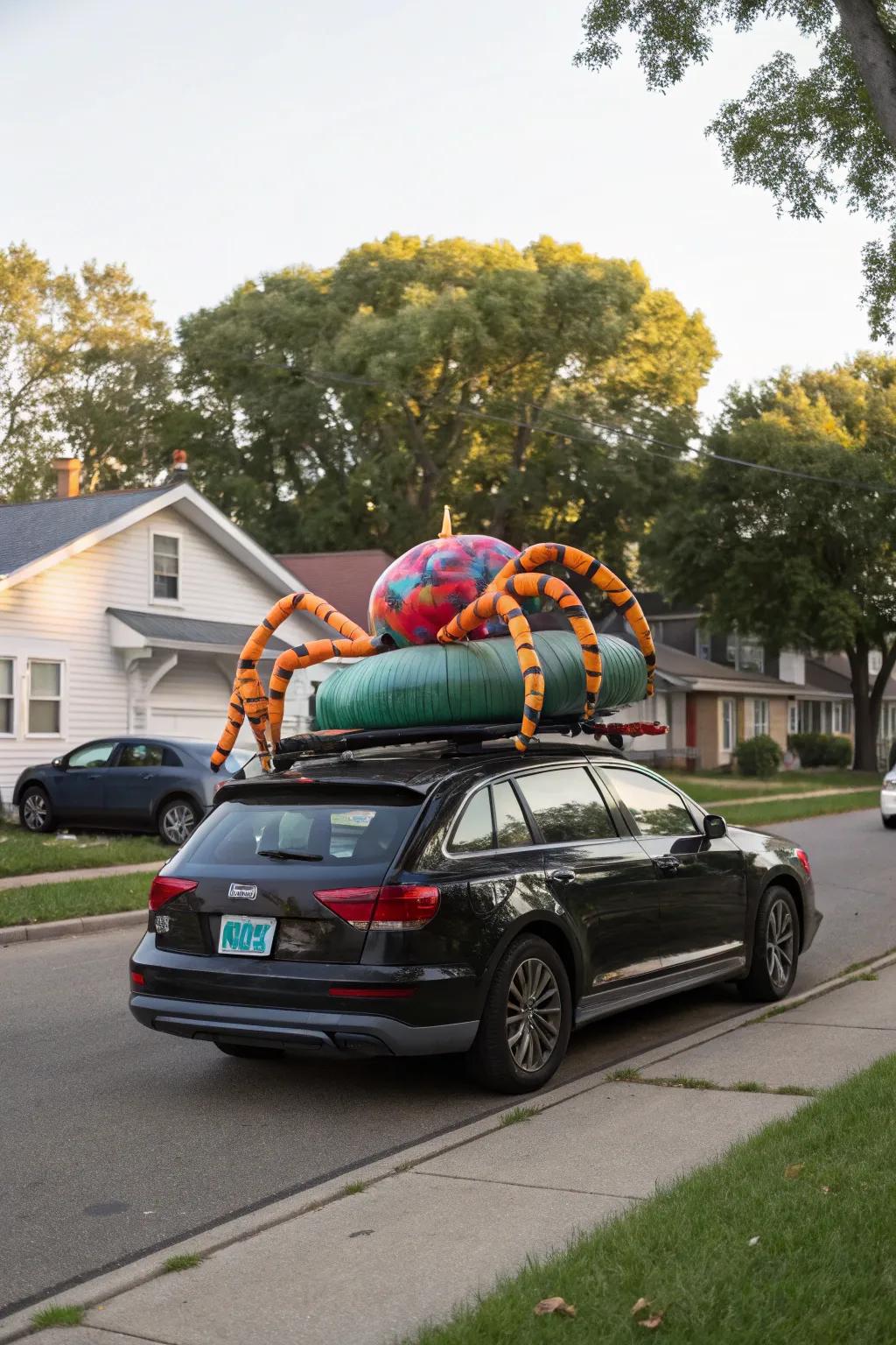 Inflatable creatures make your car's Halloween ornamentation larger than life.