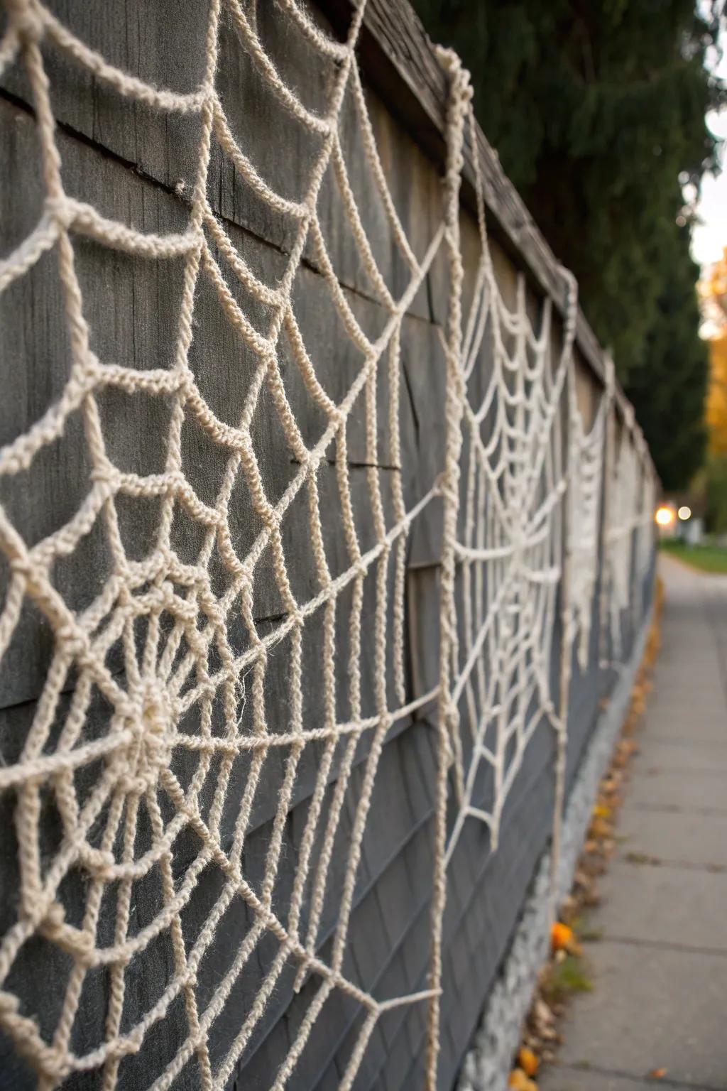 Append a creepy hint using a spider web wall display.