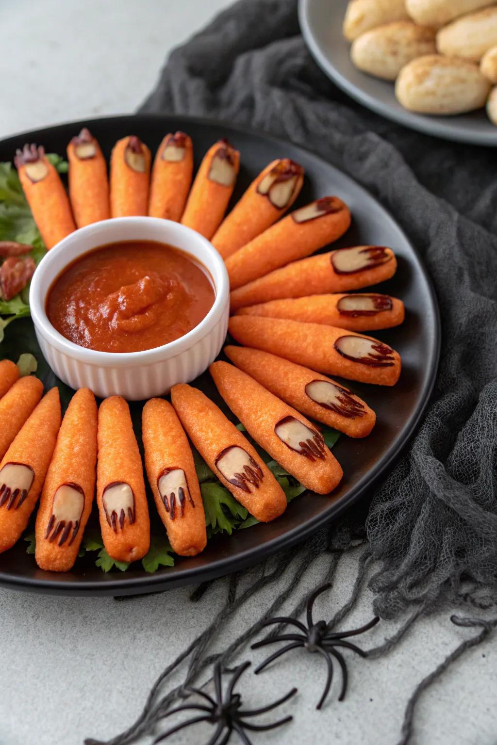 Eerie root digits – a healthful Halloween snack.