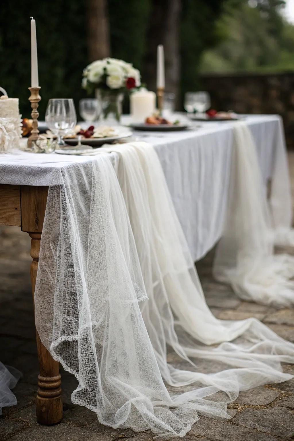 The spectral table scarf softly enhances the ethereal ambiance.