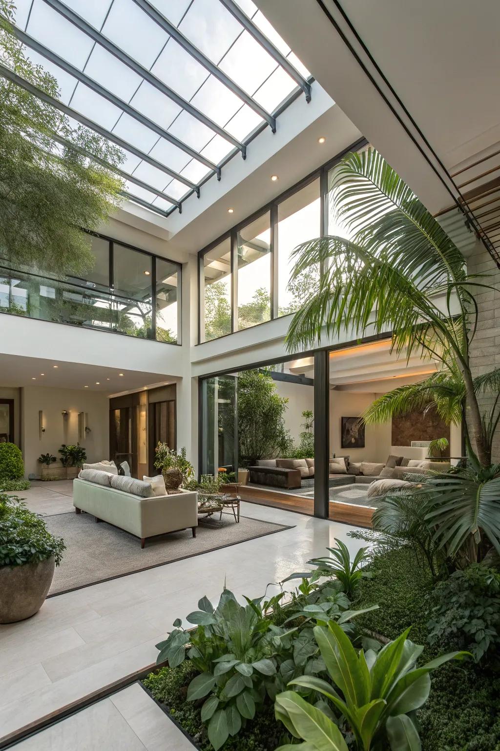 An open-concept atrium refining home connectivity.