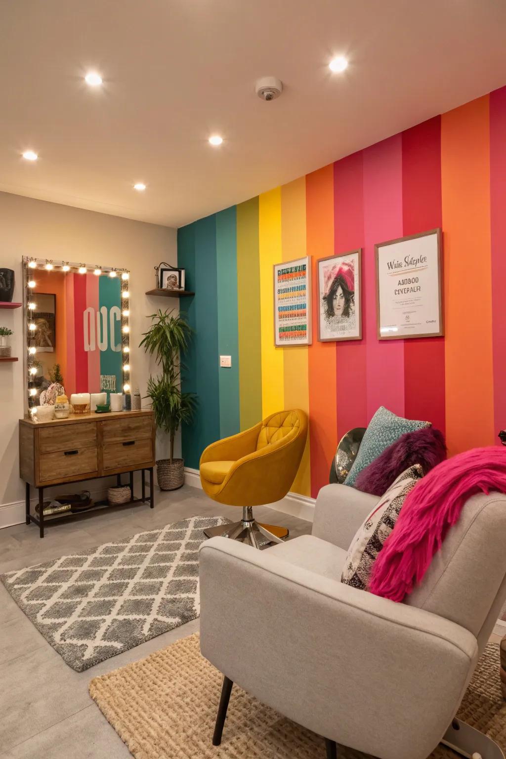 A feature wall can serve as a striking focal point in your salon.