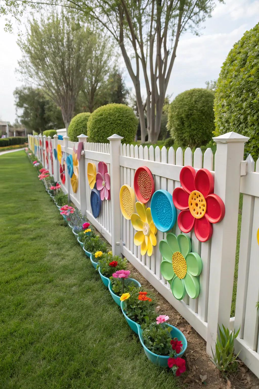 Decorate your fence with fun flower designs.