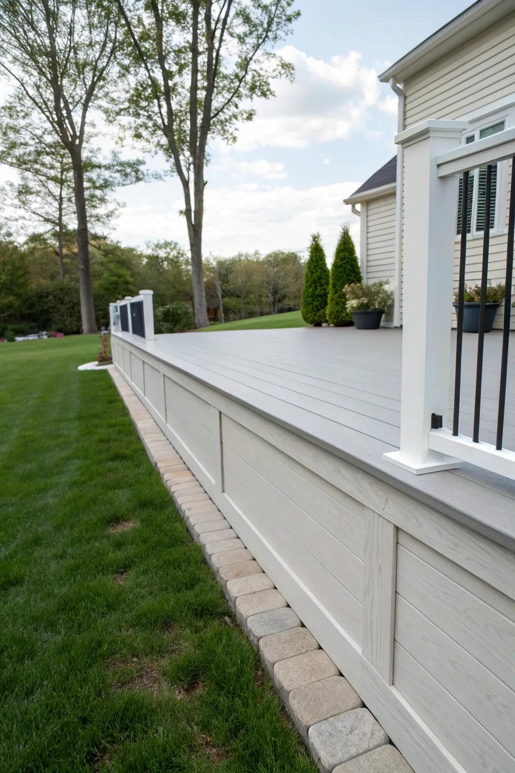 Vinyl skirting delivers design freedom and reduces maintenance needs.