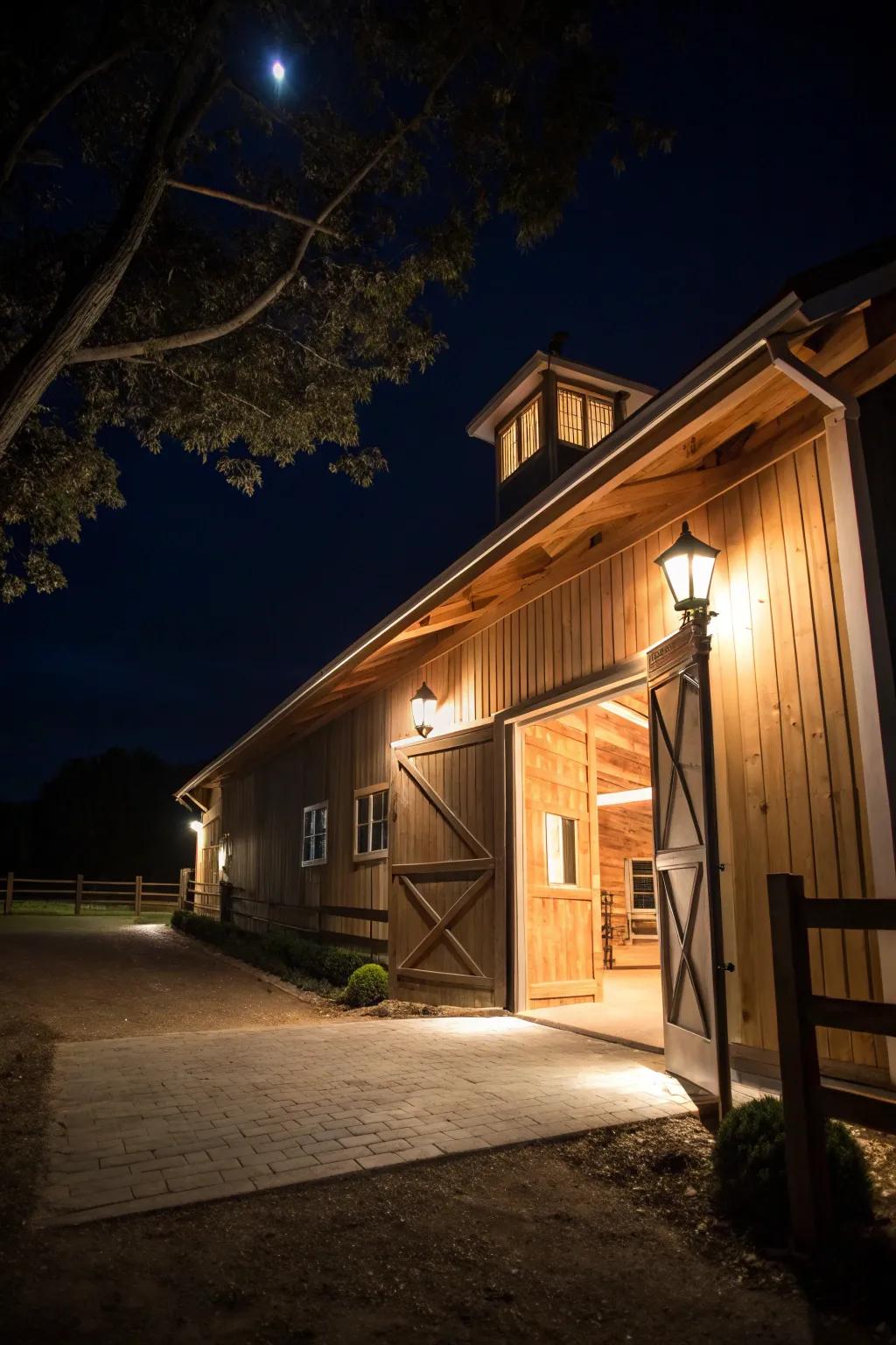 Motion-activated lights enhance security and convenience during nighttime.