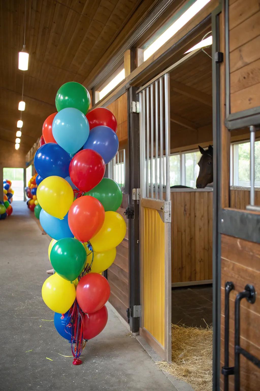 Inflatables append a spirited and cheerful element to stalls.