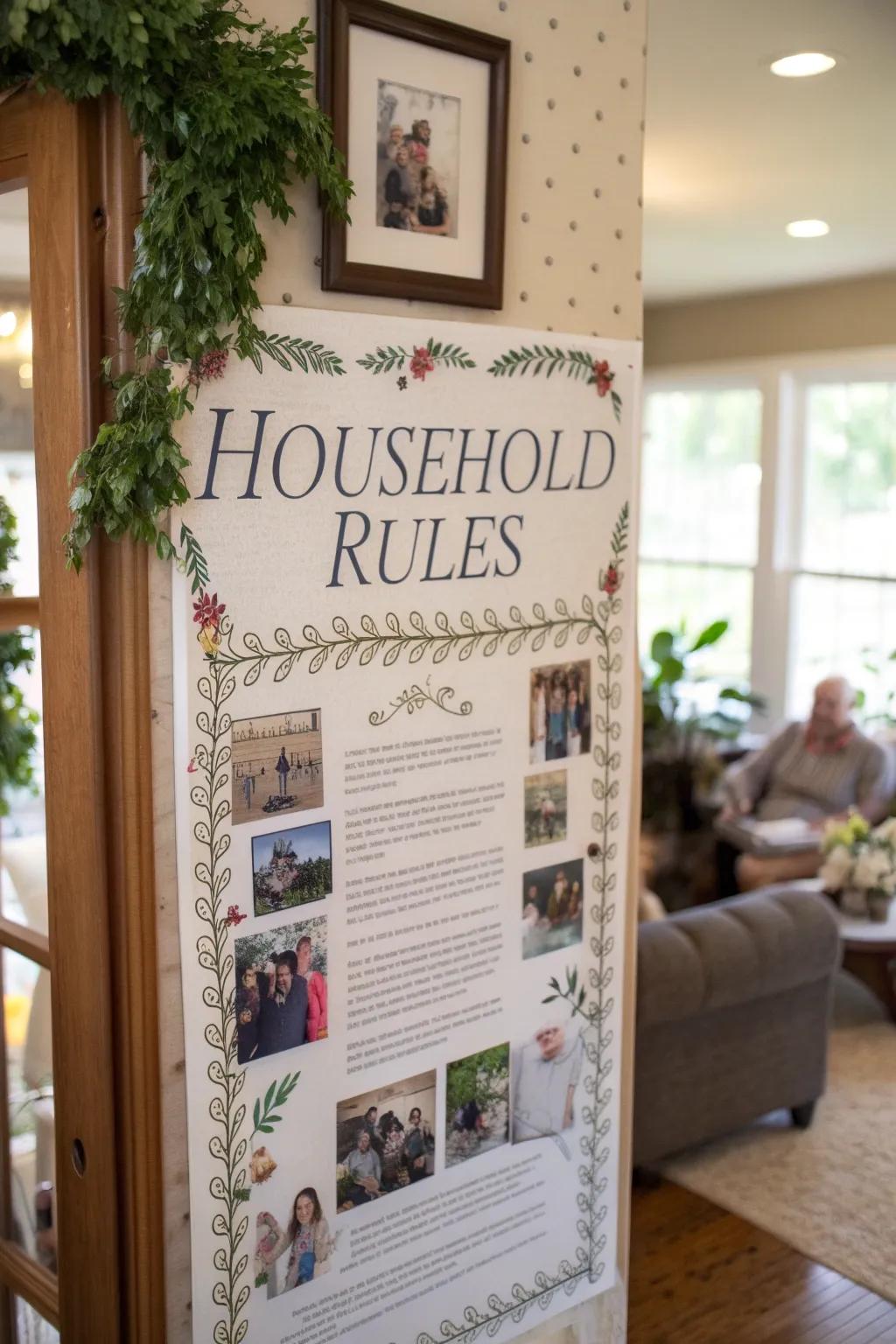 Promote peace through a well-displayed set of household guidelines.