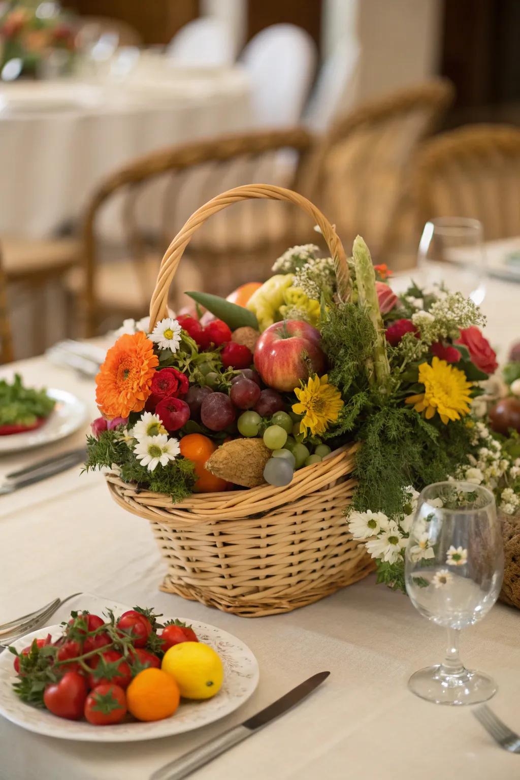Baskets make beautiful natural centerpieces.