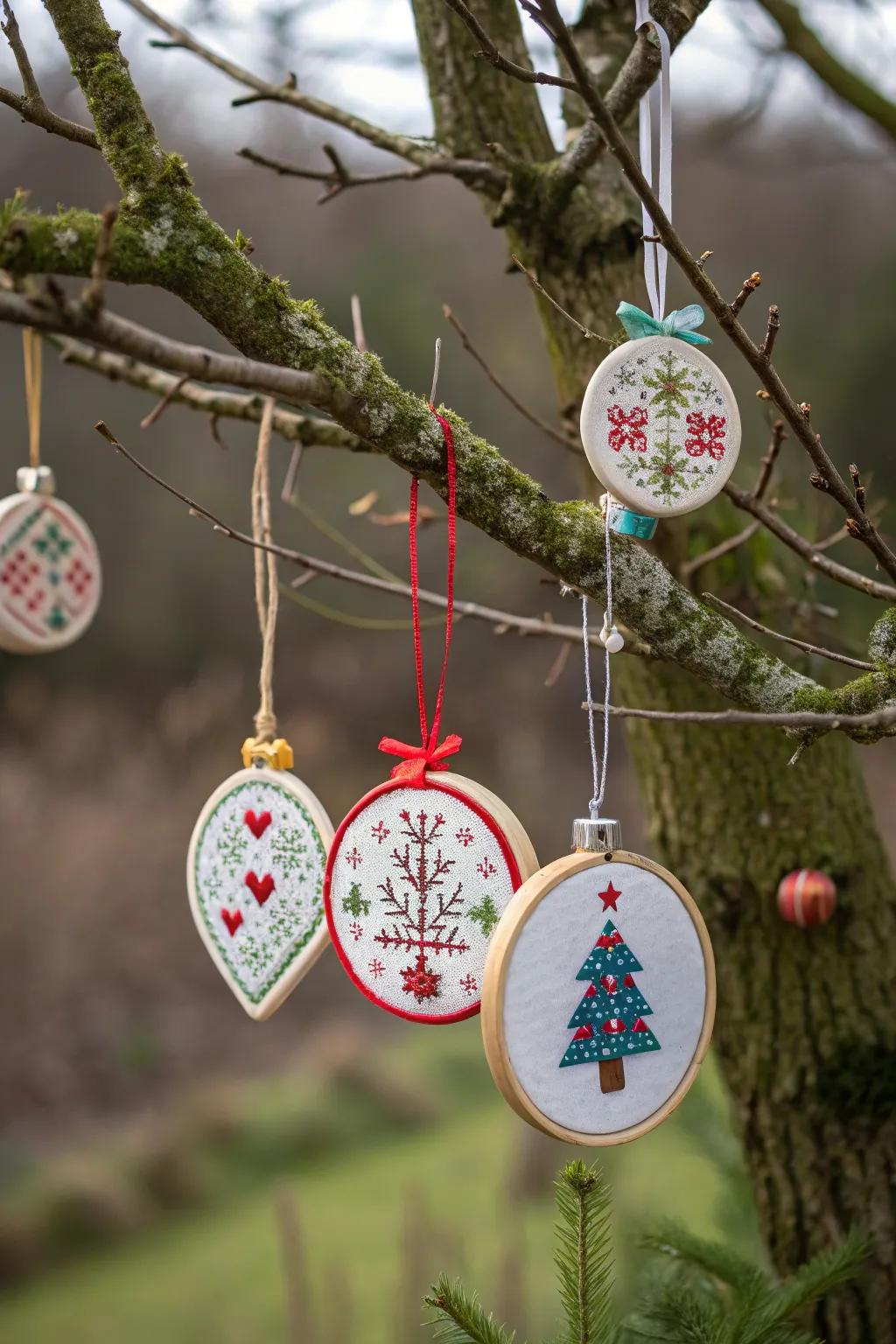 Cross stitch baubles add charm to any festive occasion