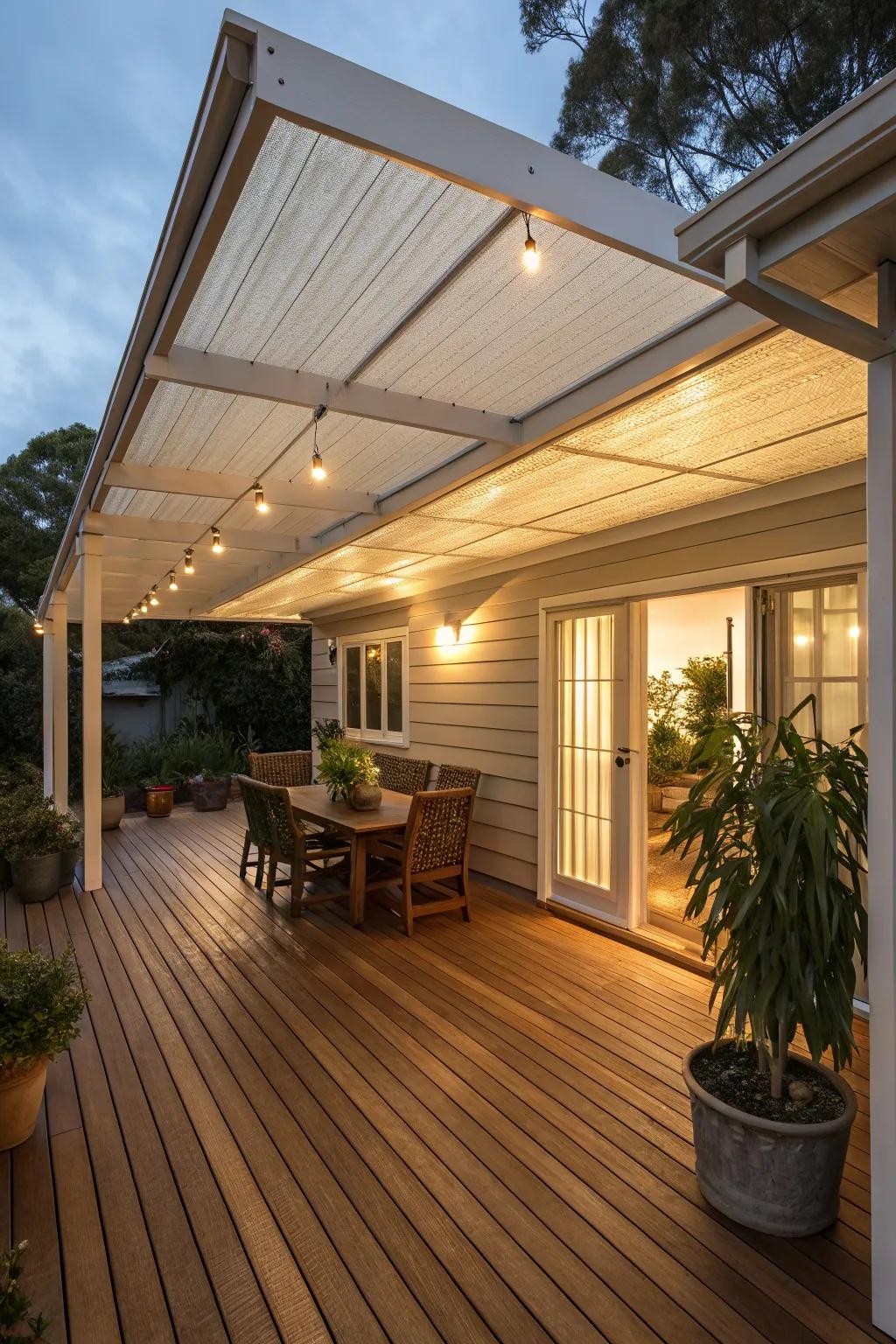 You can be sure that your deck will be warm and inviting with heat-locked sections.