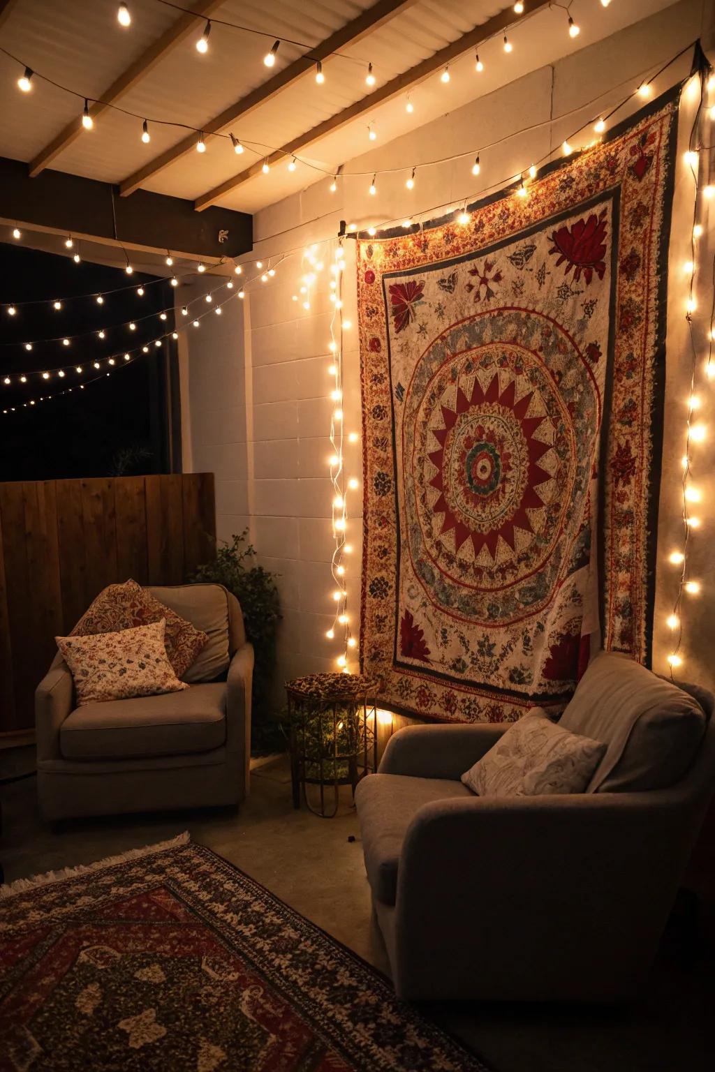 Twinkle lights can really enhance the look of your wall hangings.