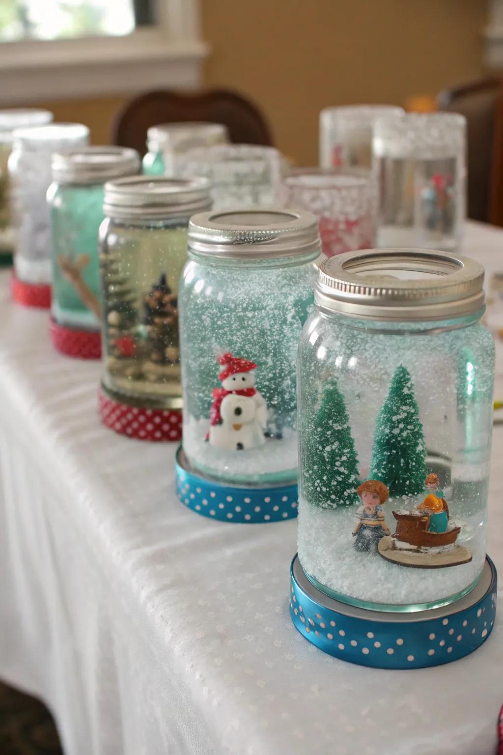 Whimsical handcrafted snow scenes that bring a dash of magic.