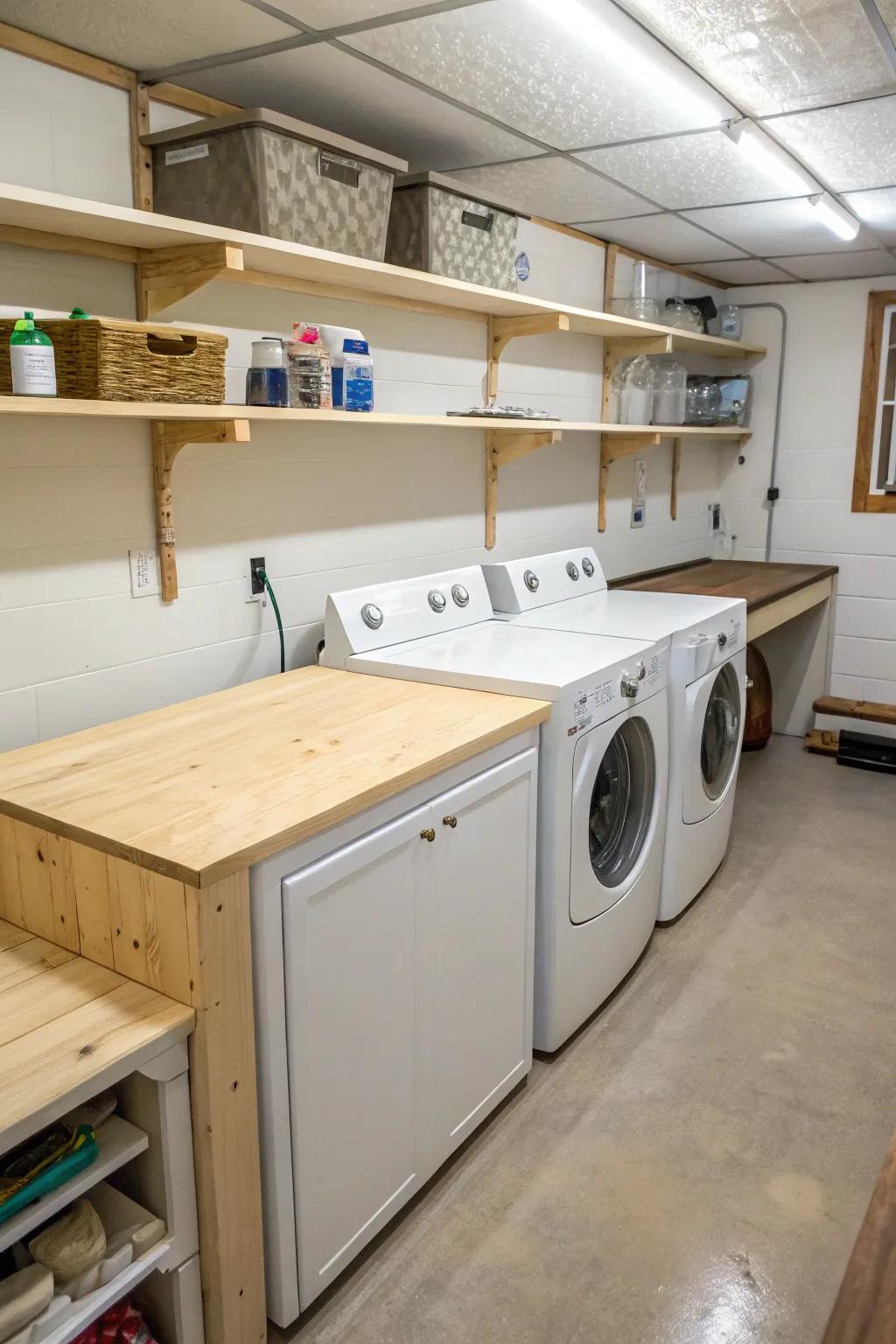 Plywood sealed with polyurethane offers a functional and economical countertop solution.
