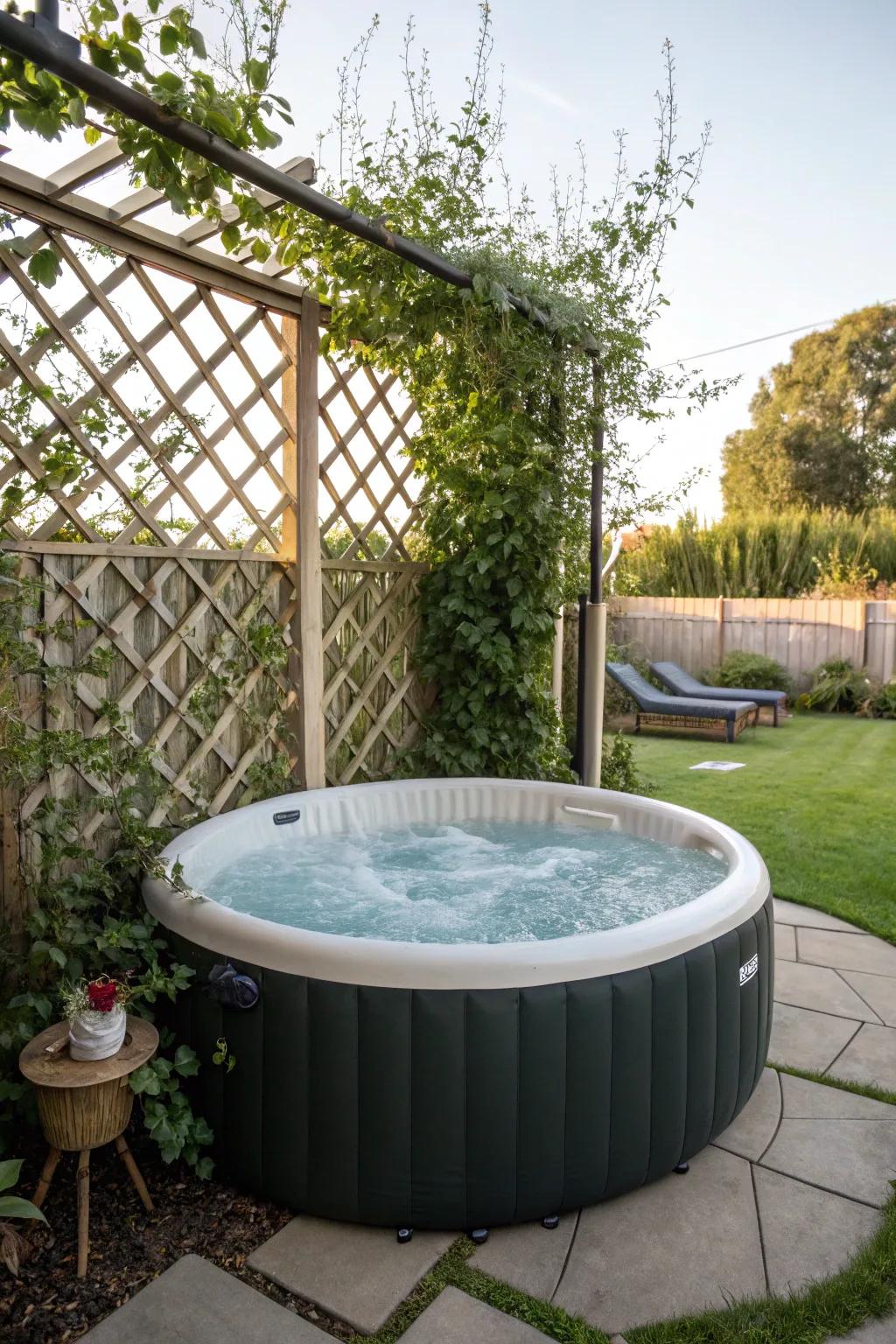 An espalier augments concealment and imparts innate aesthetic allure.
