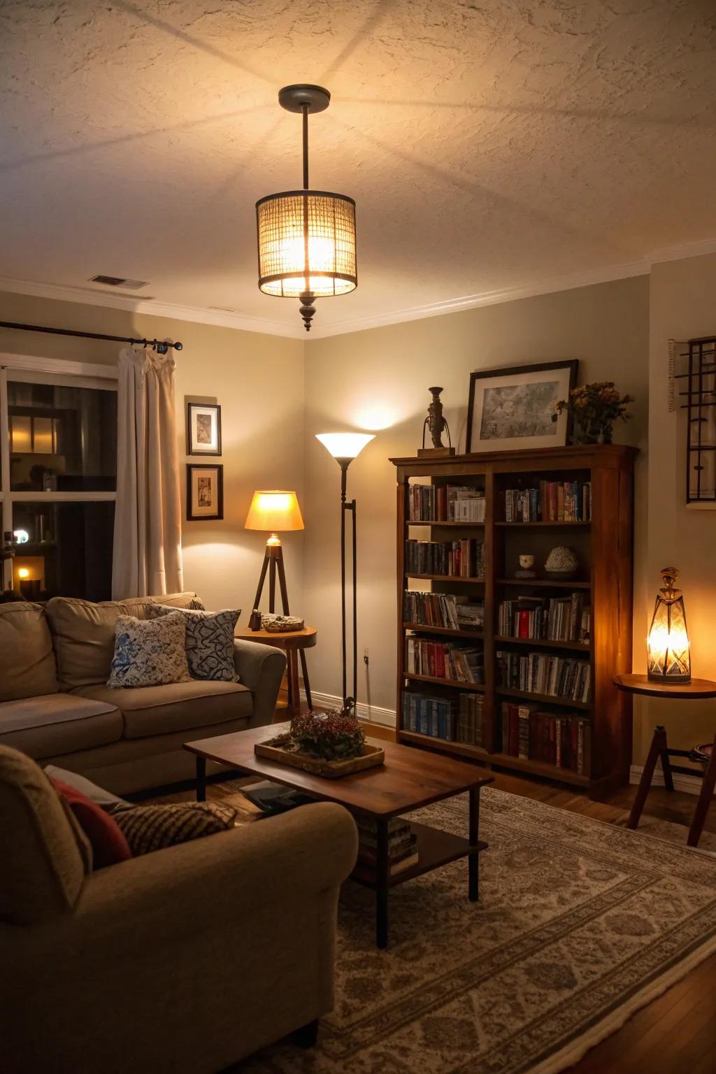 Intensity-adjustable brightness establishing adaptable atmospheres inside a dwelling.