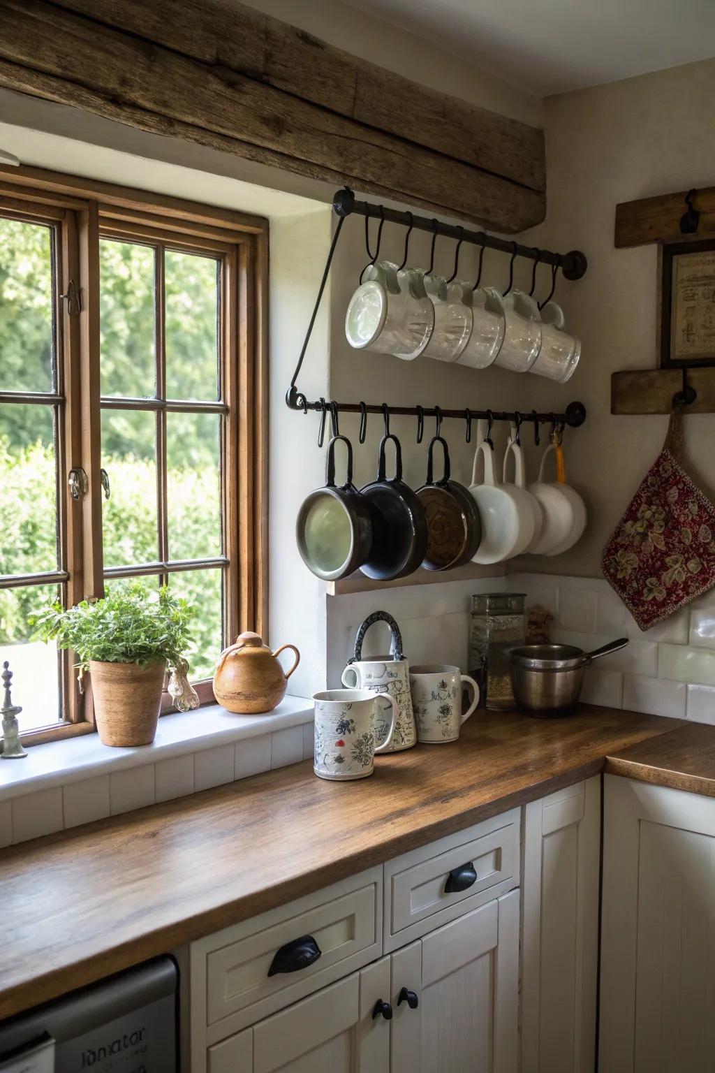 Hanging wall racks utilize vertical space efficiently.