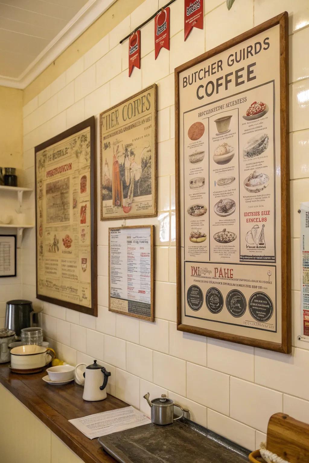 Vintage cuisine overviews for a nostalgic kitchen ambiance.