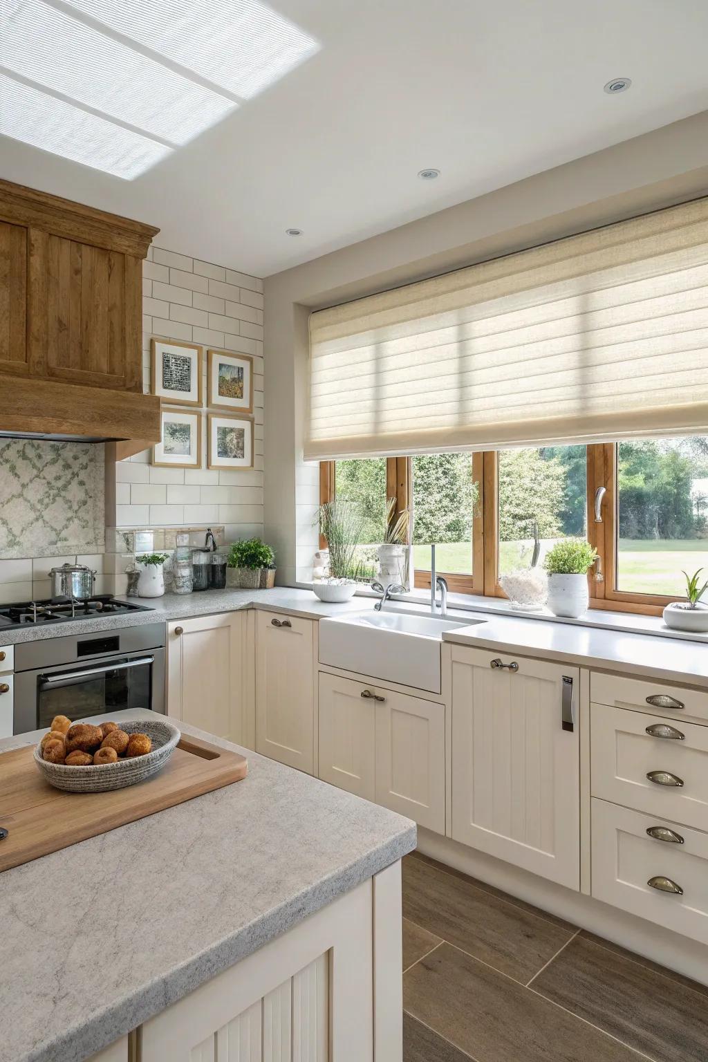 Top-down shades offer adjustable light and privacy control.