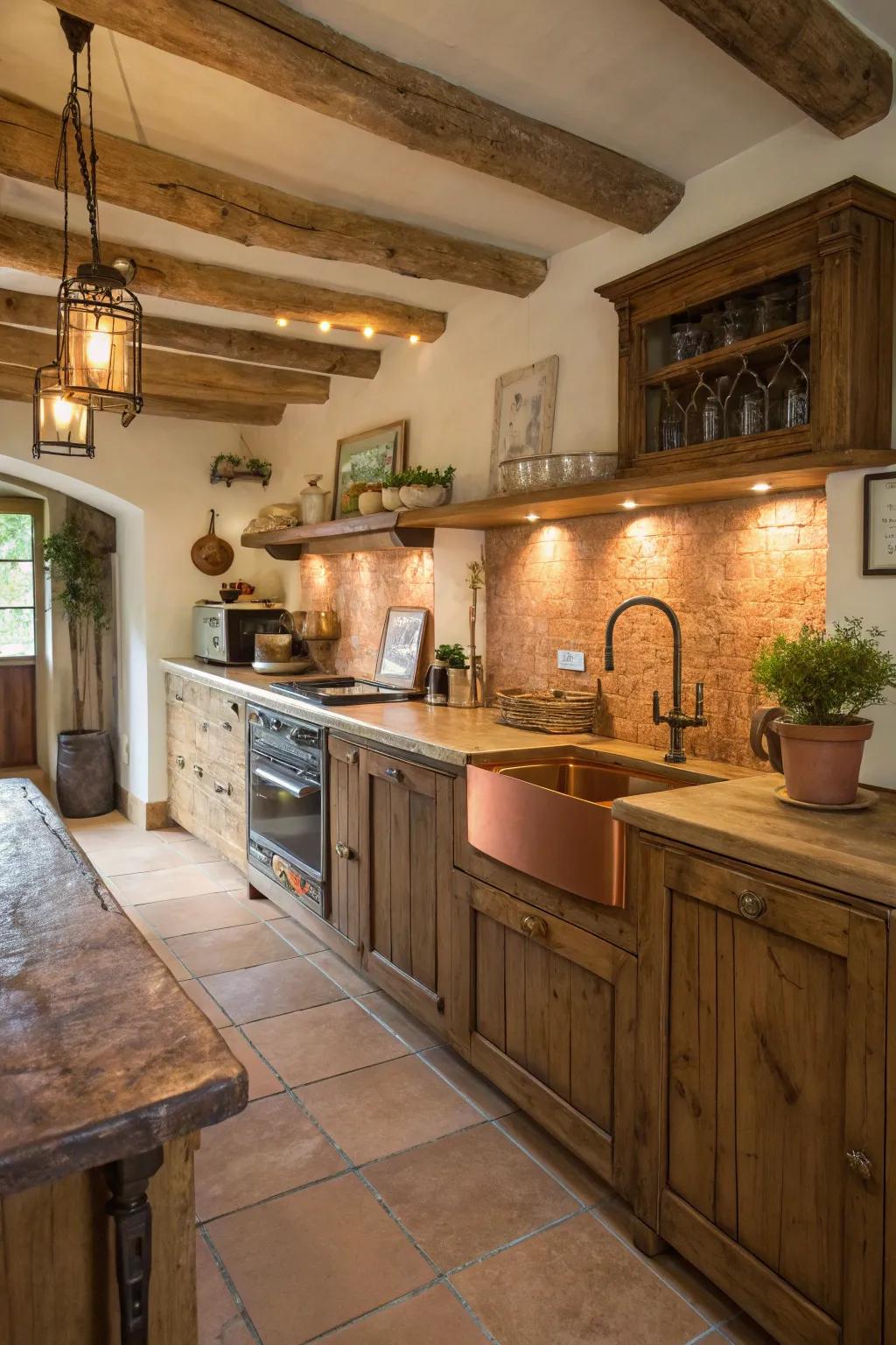 Copper countertops boast antimicrobial advantages and a distinctive patina.