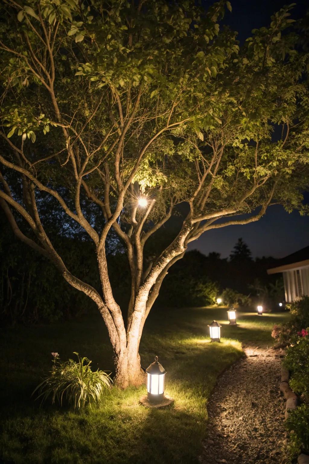 Evening illumination adds a magical ambiance to your garden.