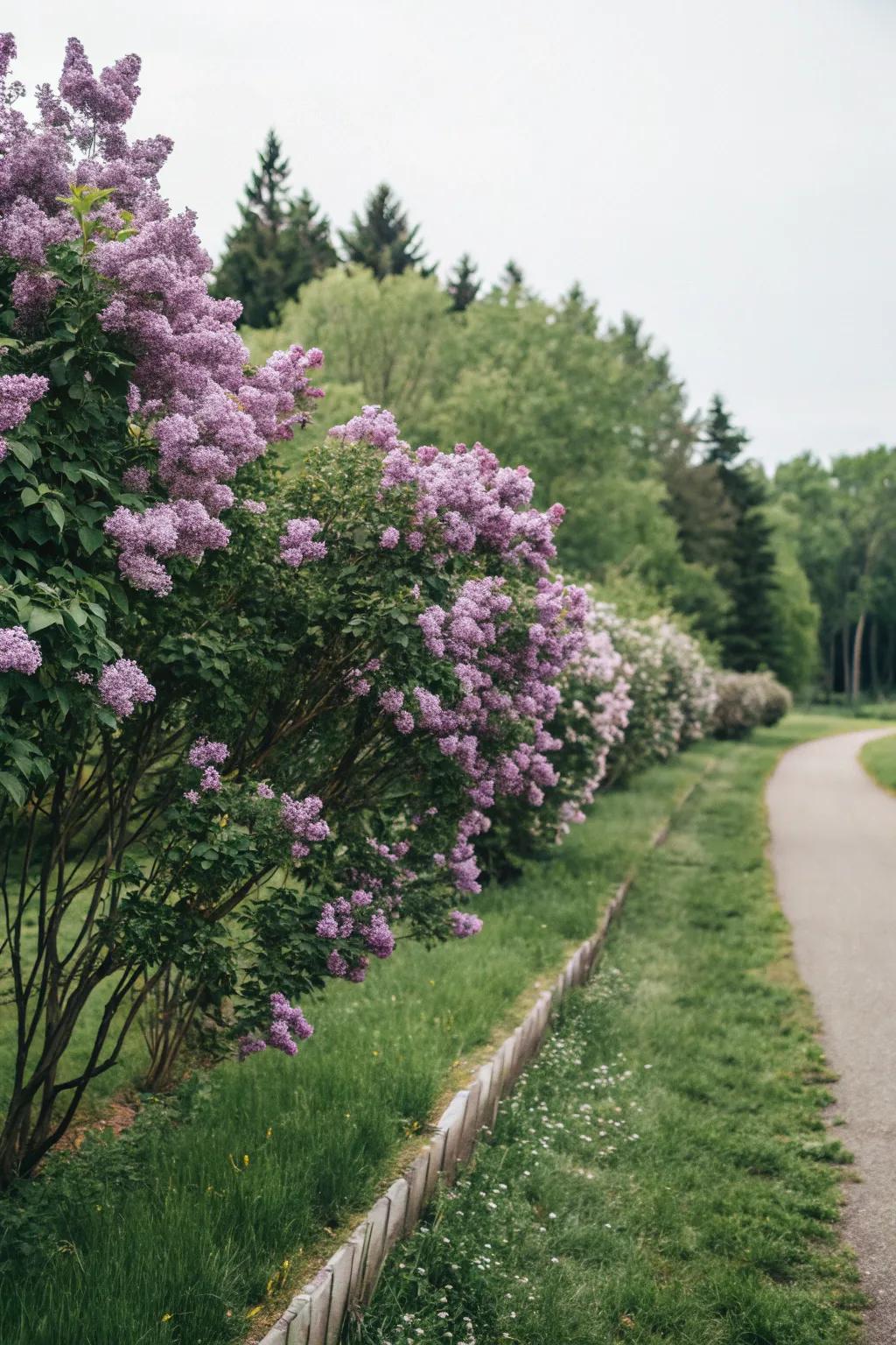 Lilacs serve both as a shelter and fragrant garden attribute.