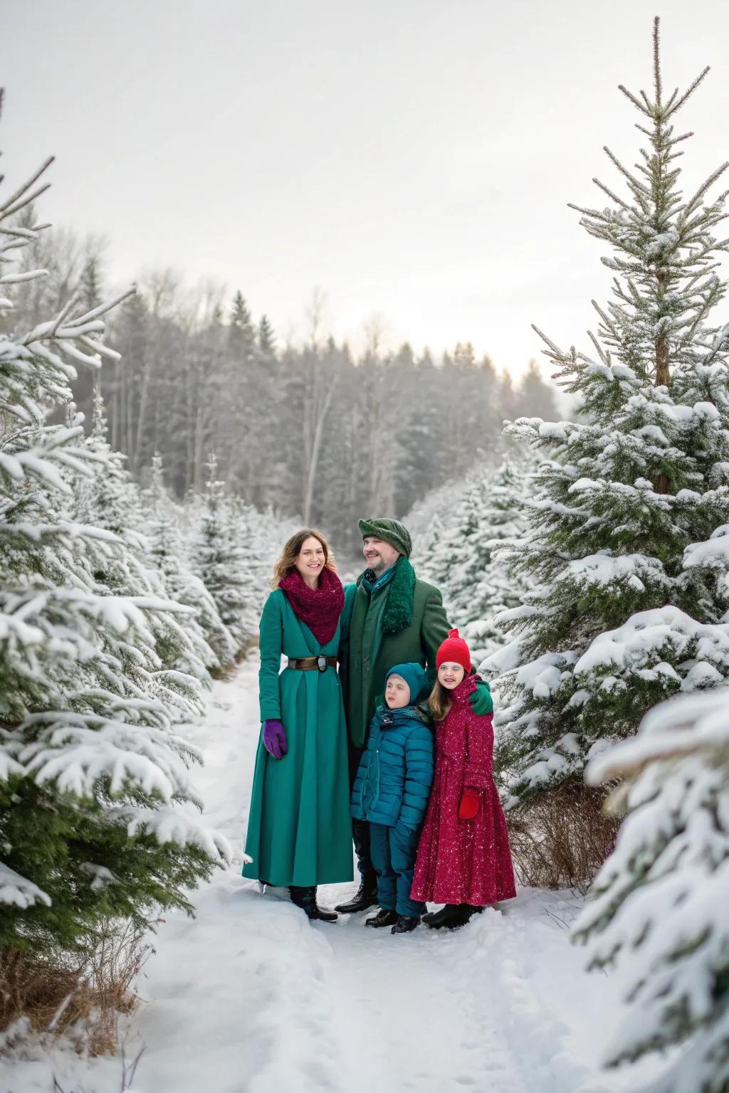 Jewel tones create a rich contrast against a wintery landscape.